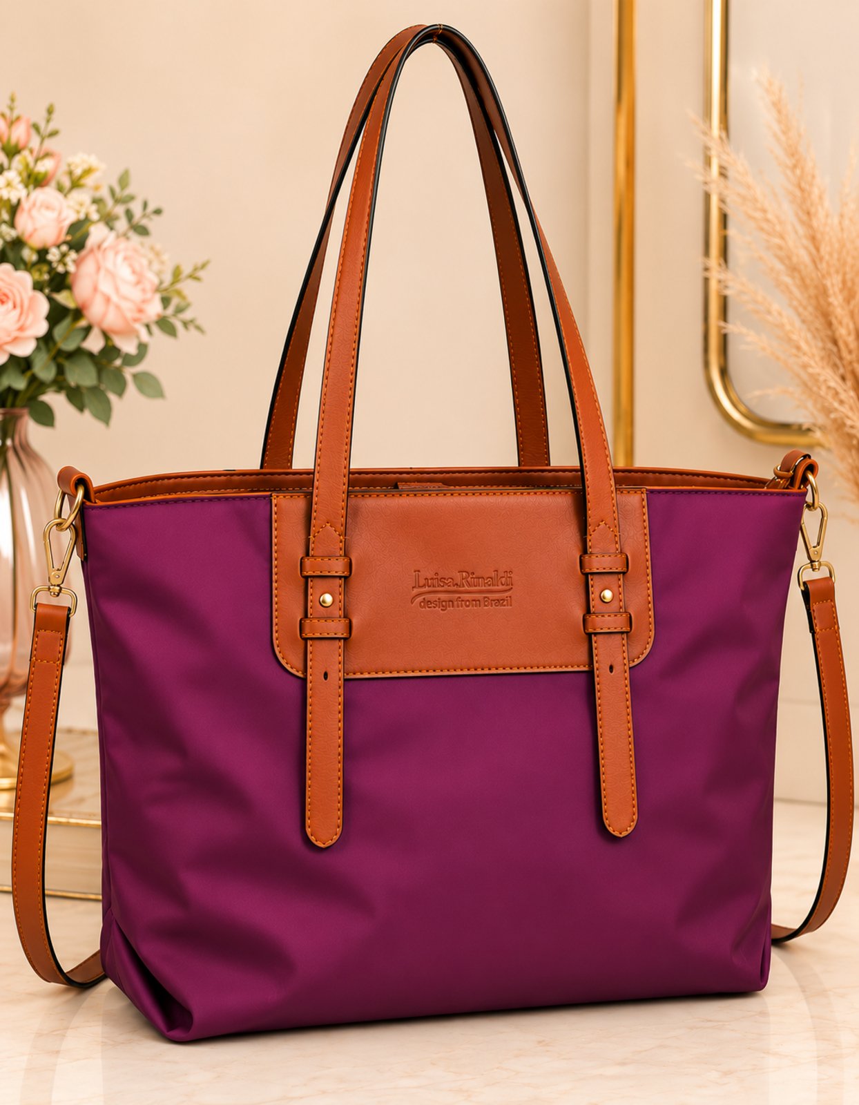 Bolsa Feminina Sacola Grande com Alça Transversal Faculdade Trabalho Elegante Casual