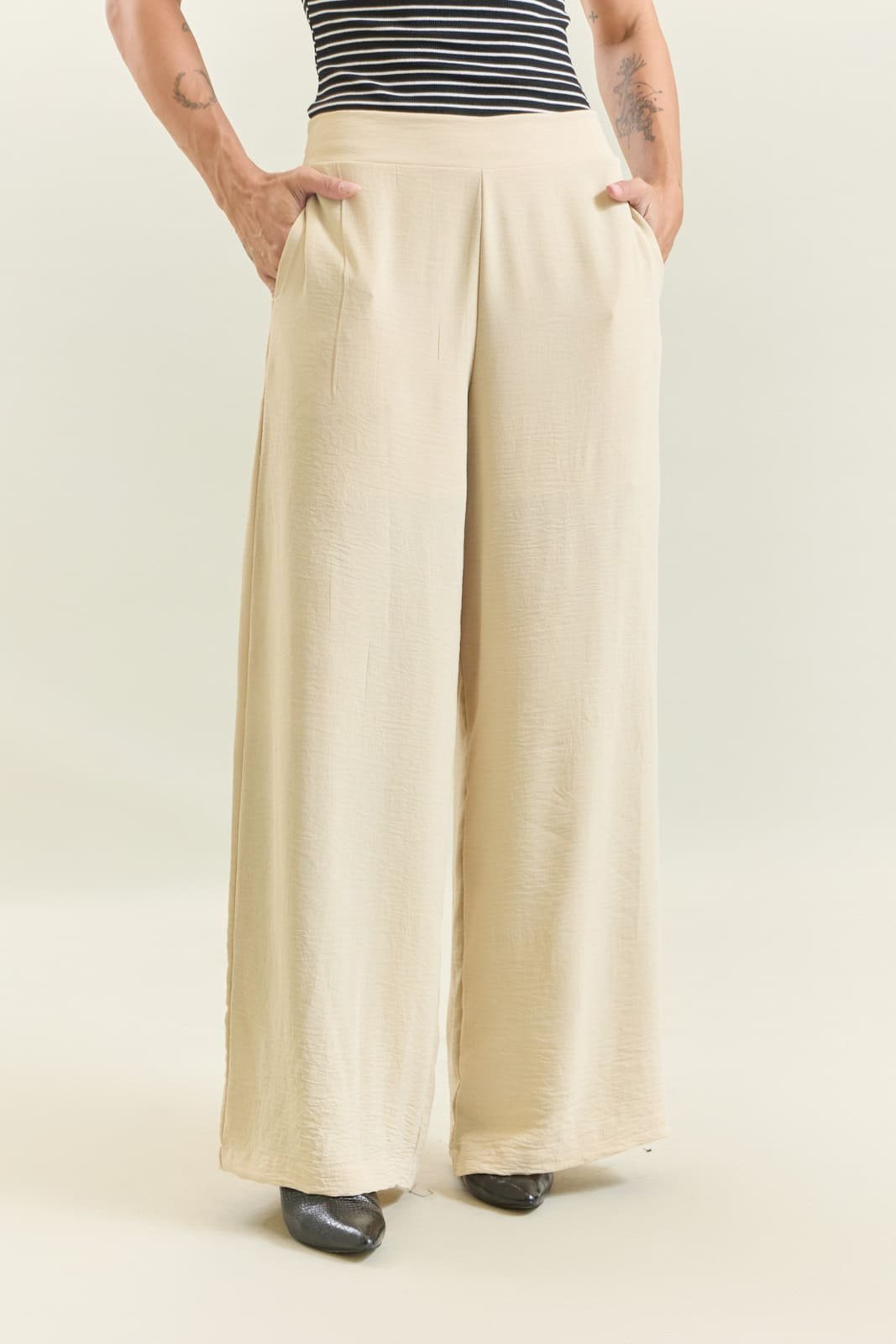 Calça Pantalona Feminina Cintura Alta Lemier Collection