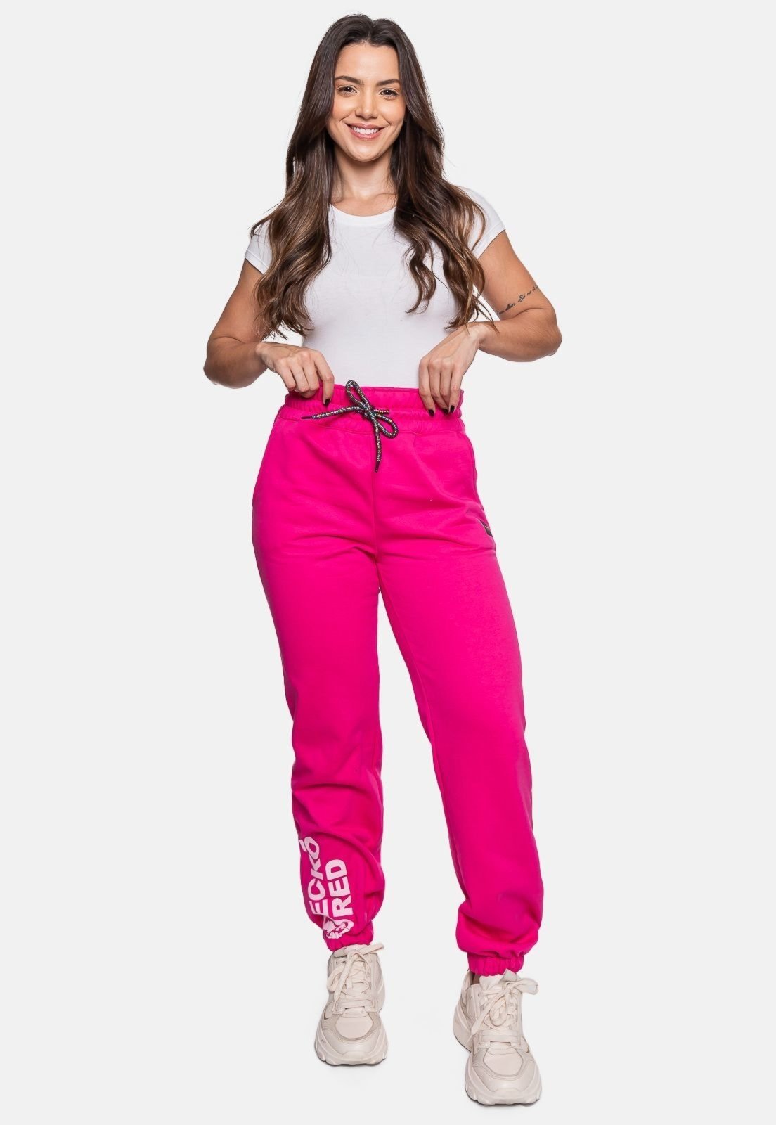Calça Ecko Moletom Feminina Rosa Pink Flash