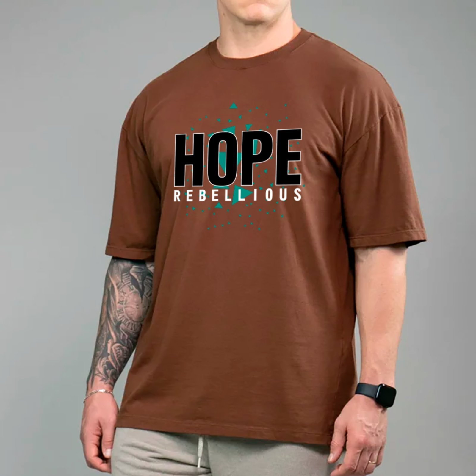 Camiseta Ousy Unissex Hope Rebellious Visual Exclusivo Básica Marrom