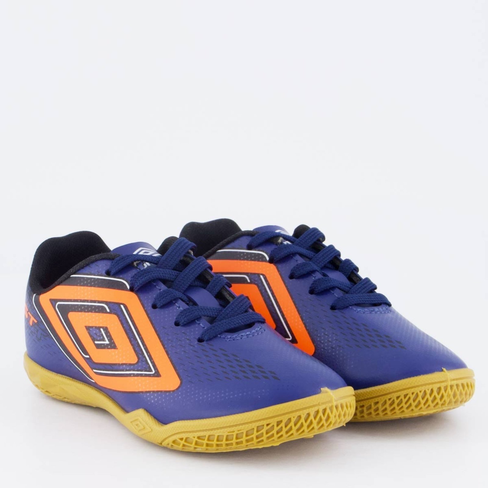 Vista 3 Chuteira Umbro Fast II Futsal Juvenil Marinho e Laranja azul marinho Umbro azul marinho