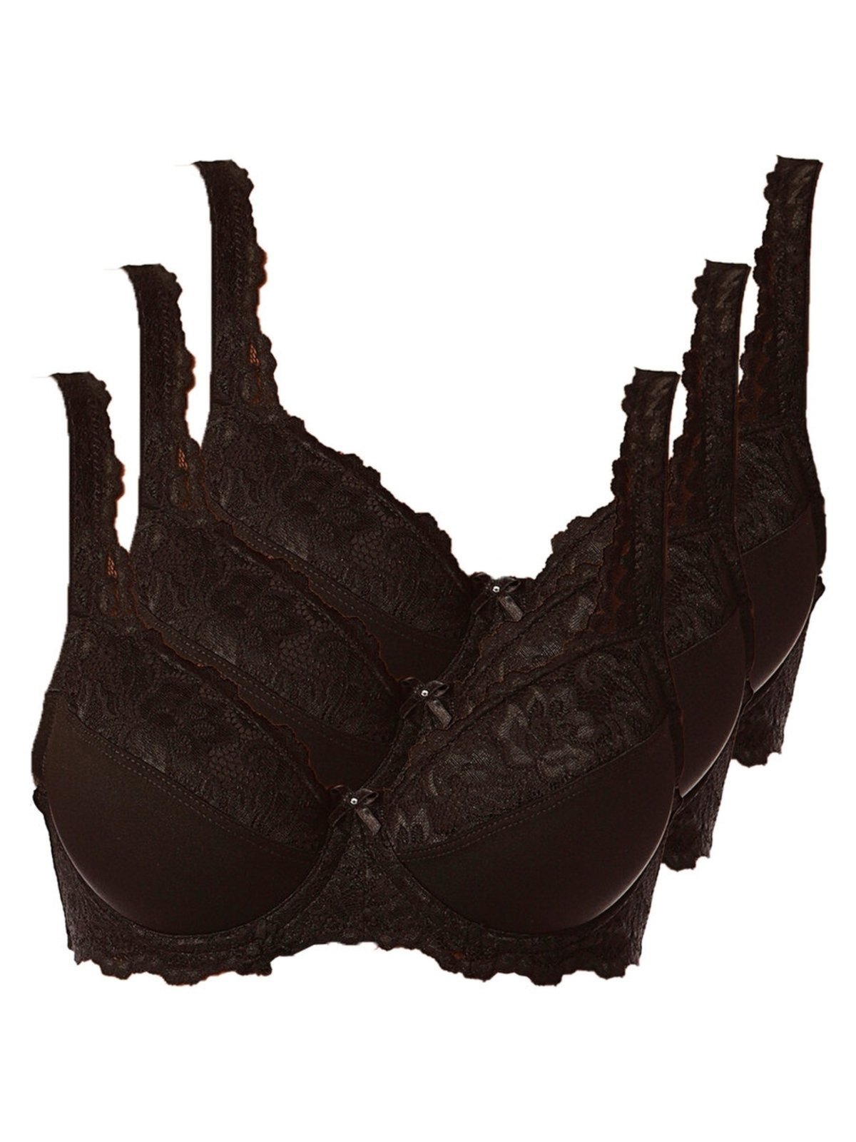 Kit com 3 Sutiãs com Aro e Bojo Iridien Demillus 65204 Taça B Preto