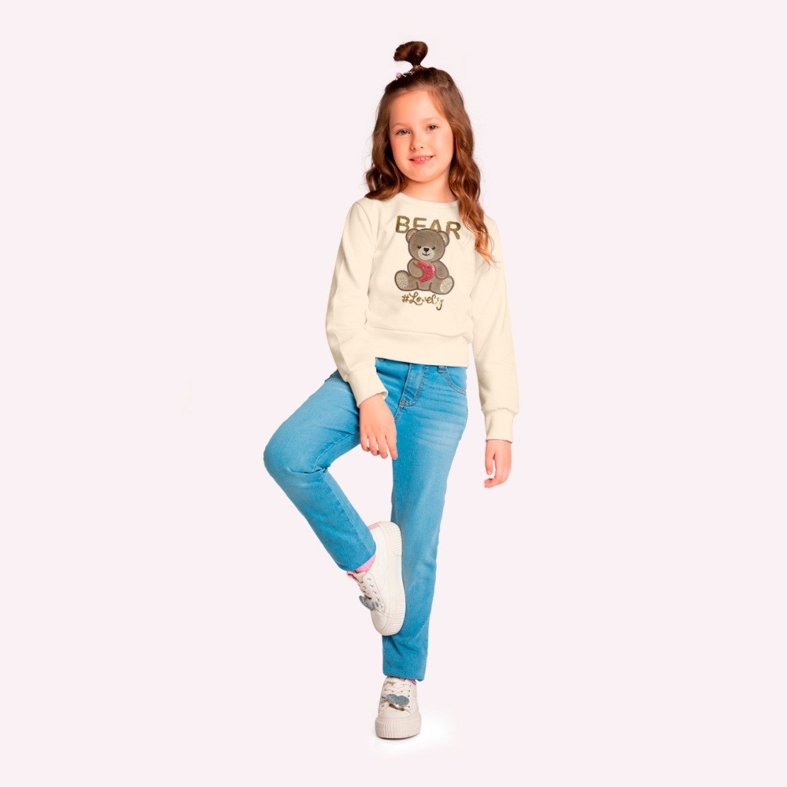 Infantil - Casaco Cropped Menina Bordado Kyly