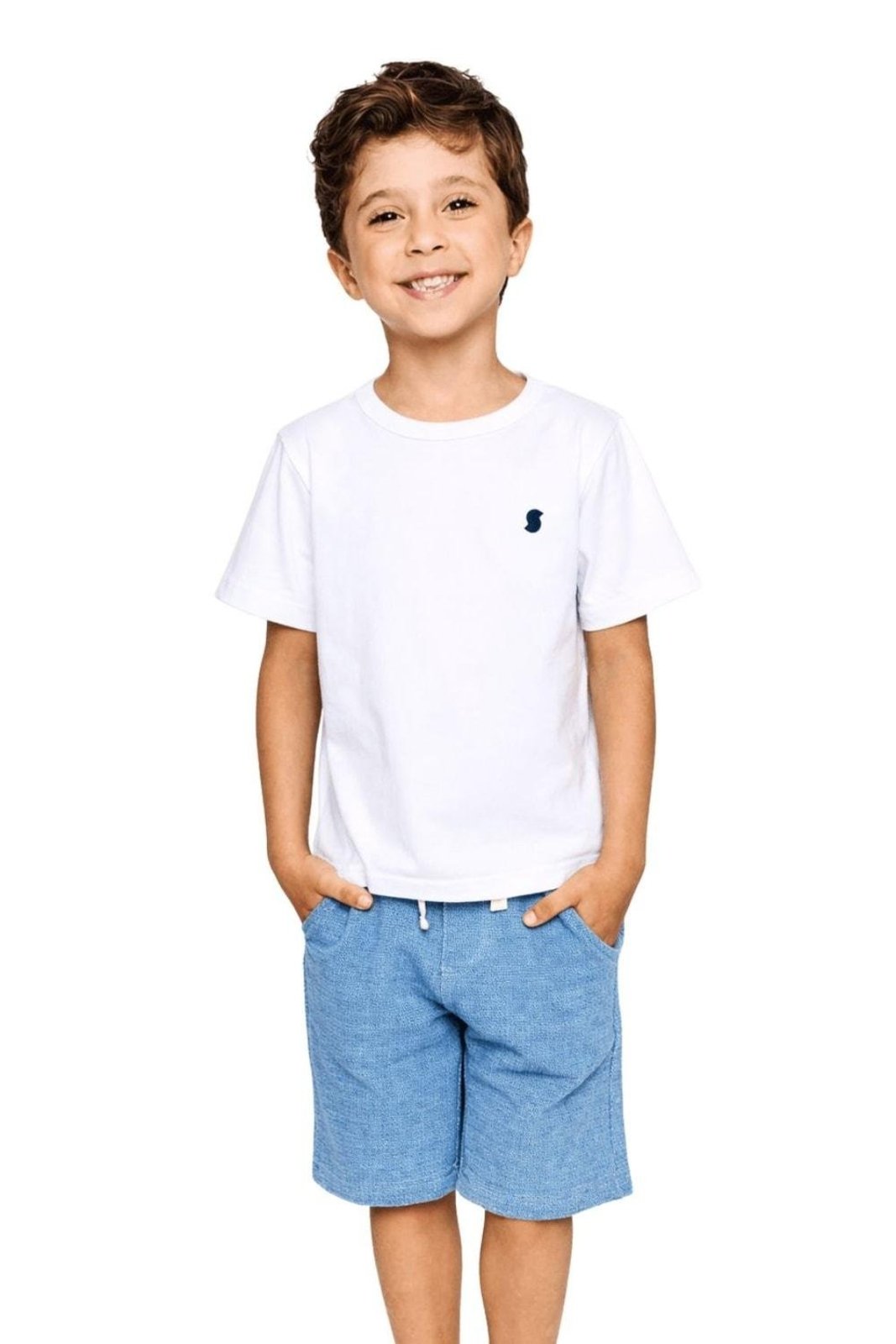 Infantil - Bermuda Moletinho Menino Básico Alphabeto Azul