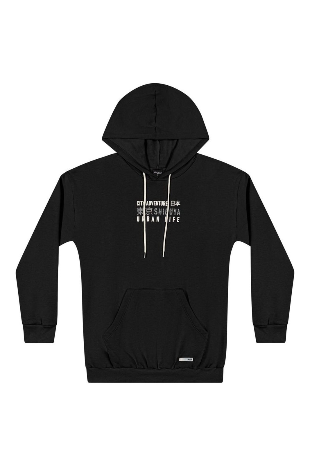 Infantil - Blusão Oversize Juvenil Menina Capuz Beats Preto