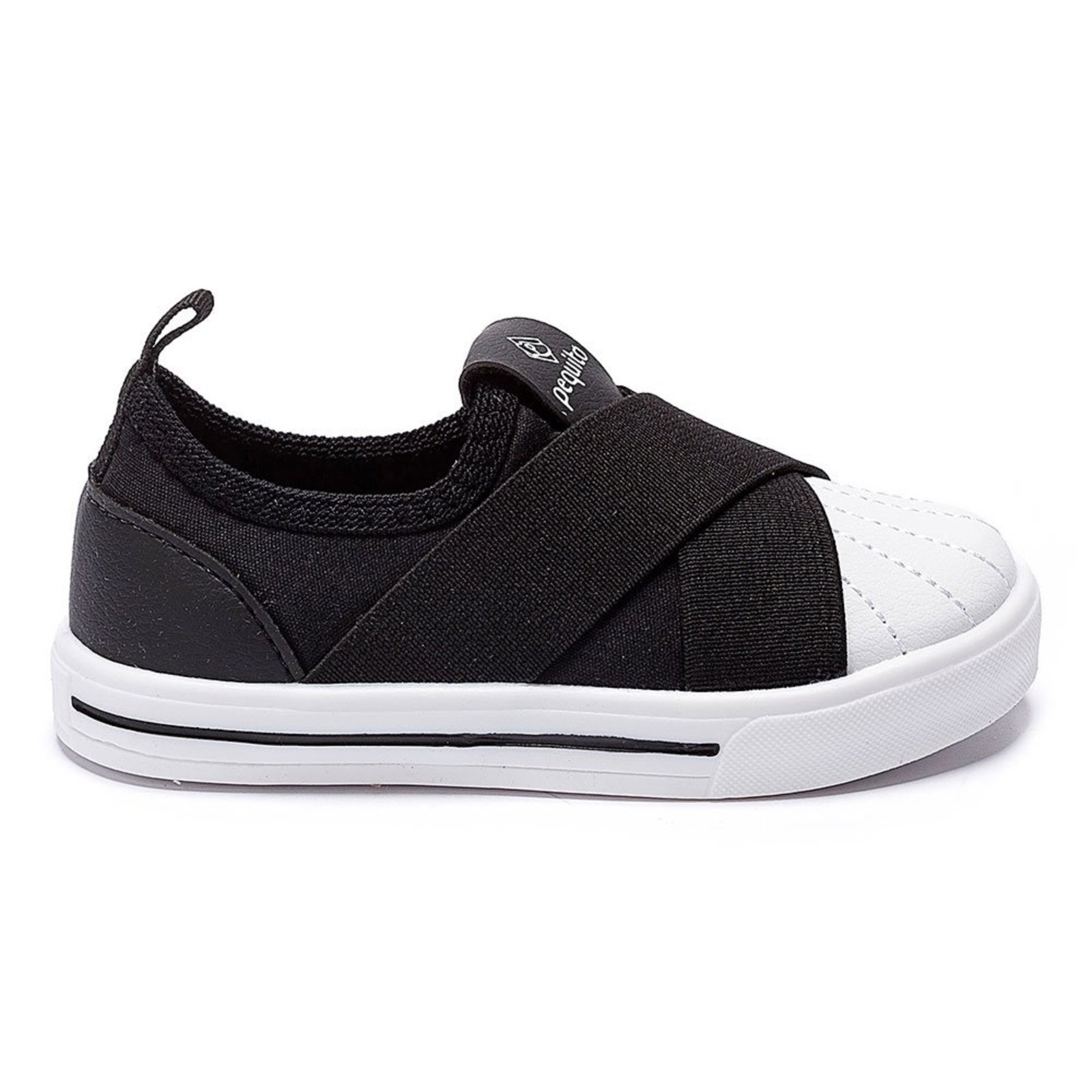 Vista 3 Infantil - Tênis Slip on Unissex Elástico Confort Pequito preto Pequito preto