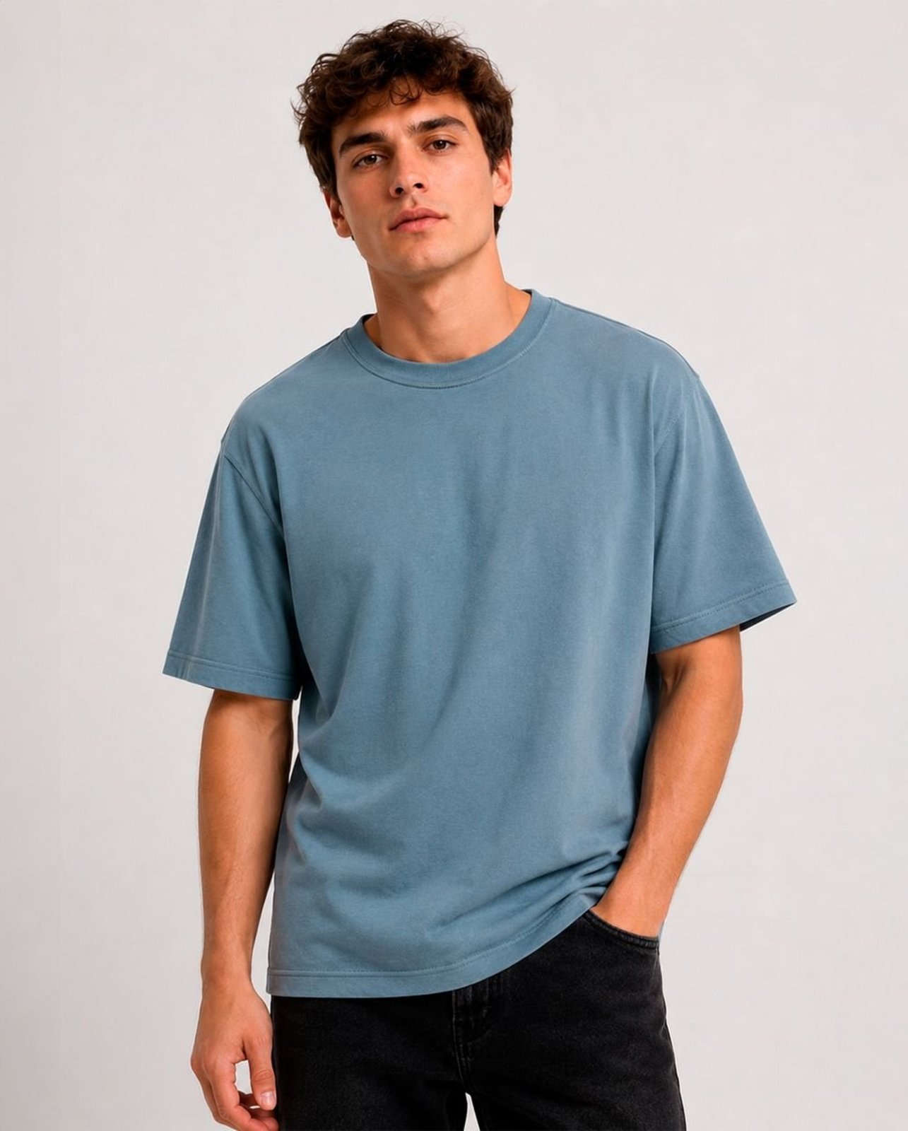 Camiseta Masculina Oversize 80092 Azul Consciência