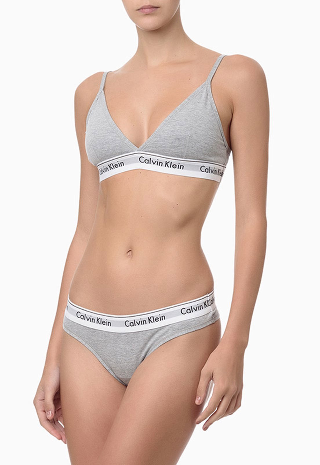 Top Calvin Klein Underwear Triângulo Modern Cotton MAR4005 0966 Cinza