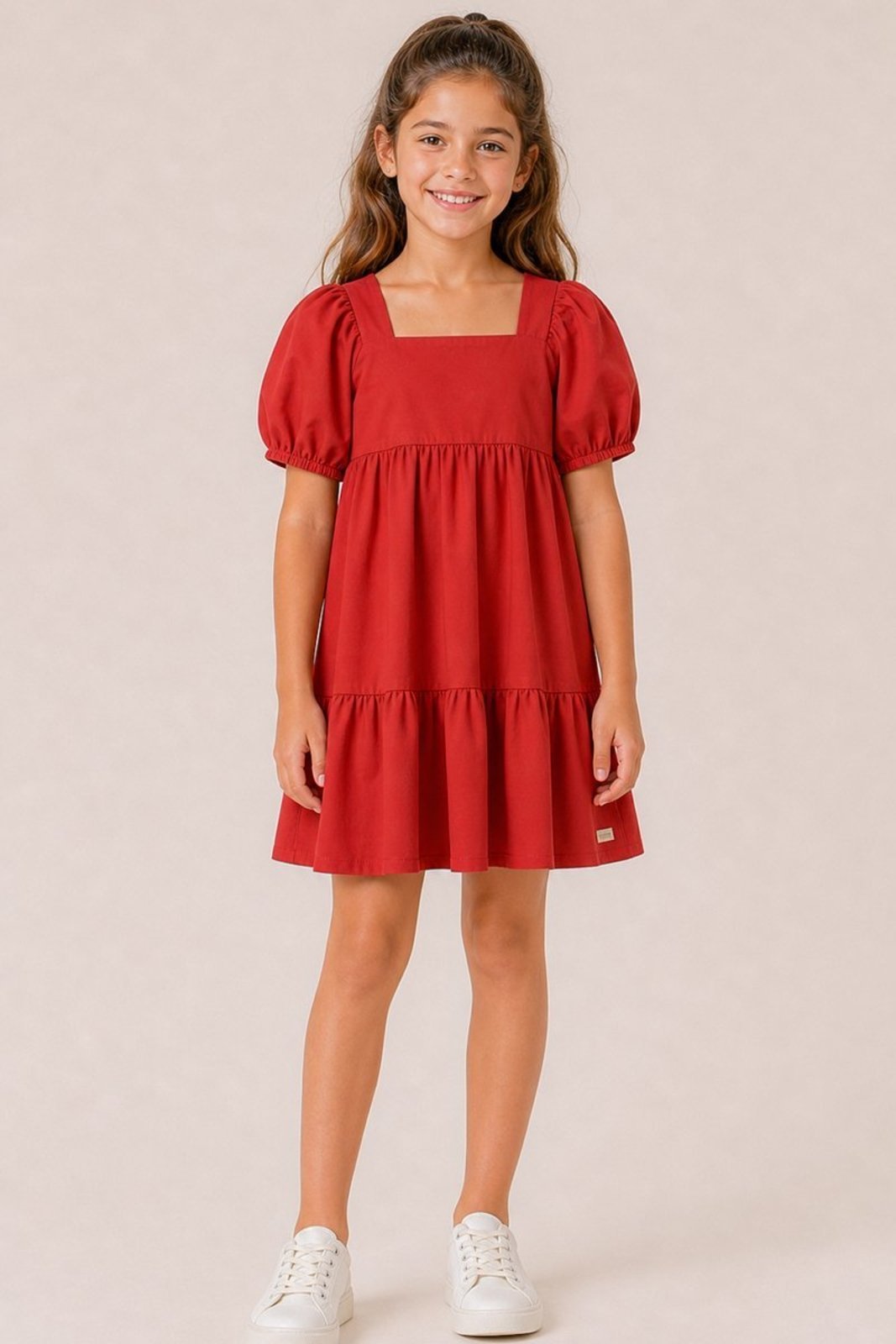 Infantil - Vestido Bugbee em Tecido Vermelho