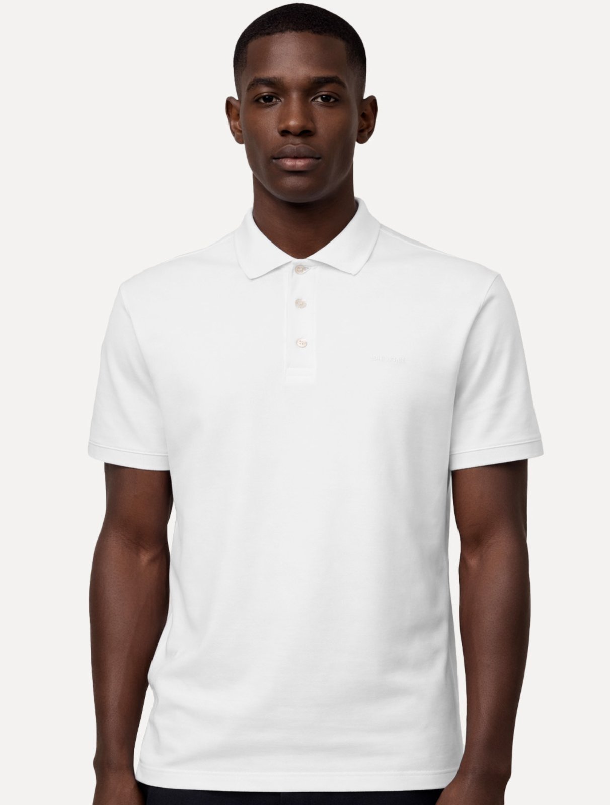 Polo John John Masculina Silm Fit New Simple Light Button Branca