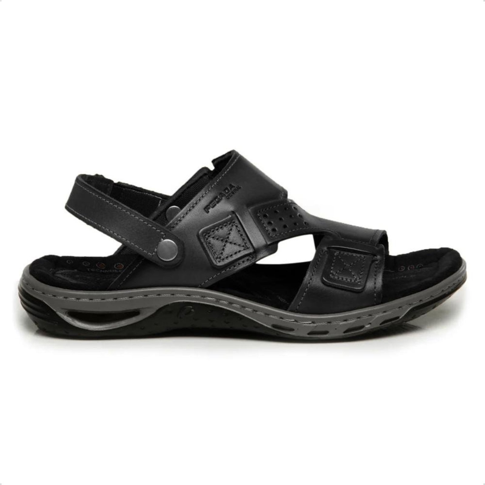 Sandália Pegada Masculina Couro 2 em 1 131662 Preto