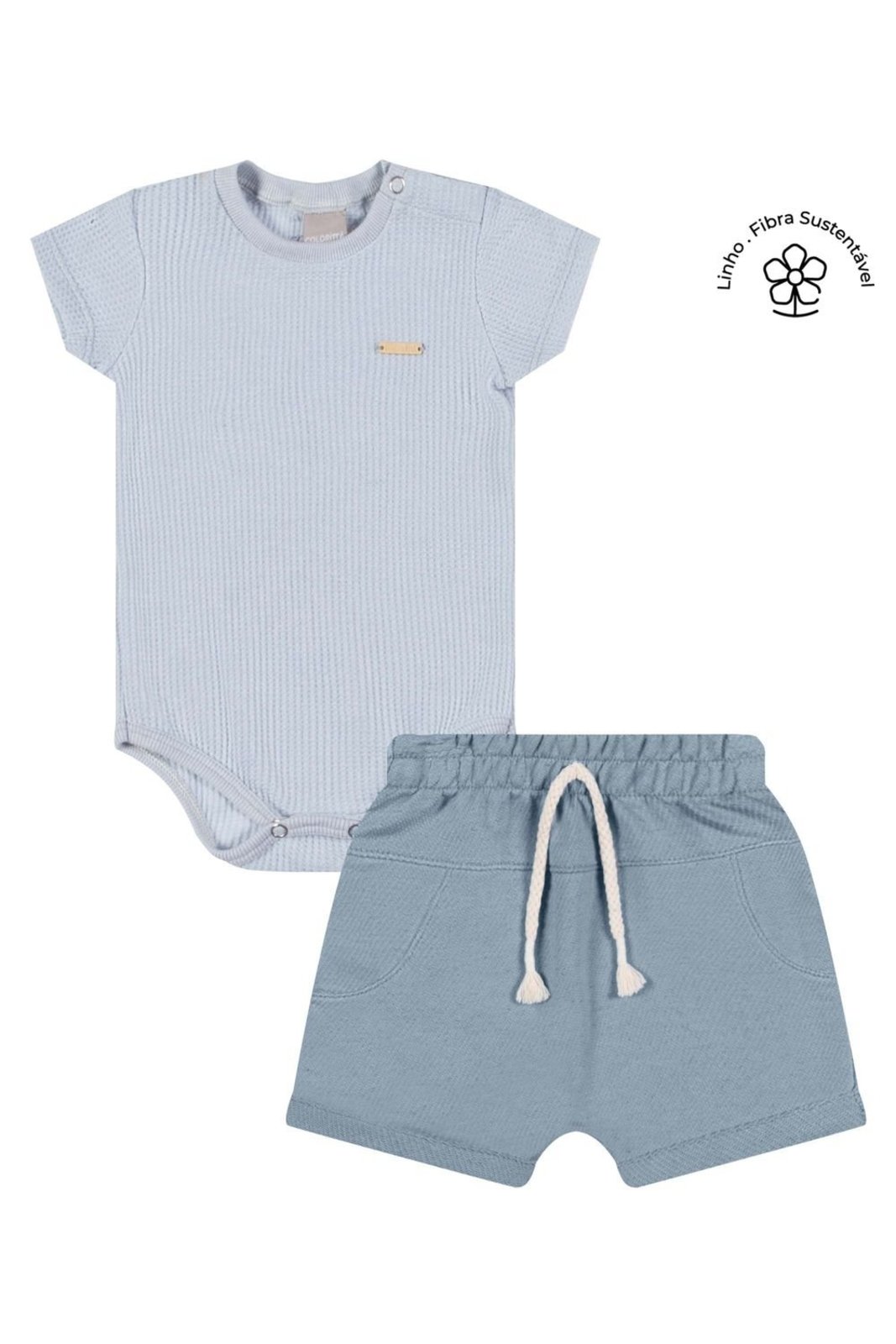 Infantil - Conjunto Menino Curto Malha Tricô Colorittá Azul