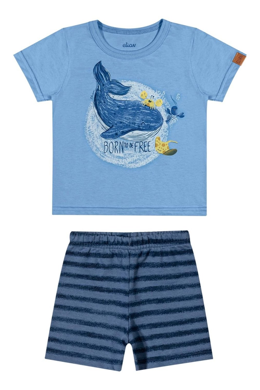 Vista 2 Infantil - Conjunto Menino Desenho Baleia Elian azul Elian azul