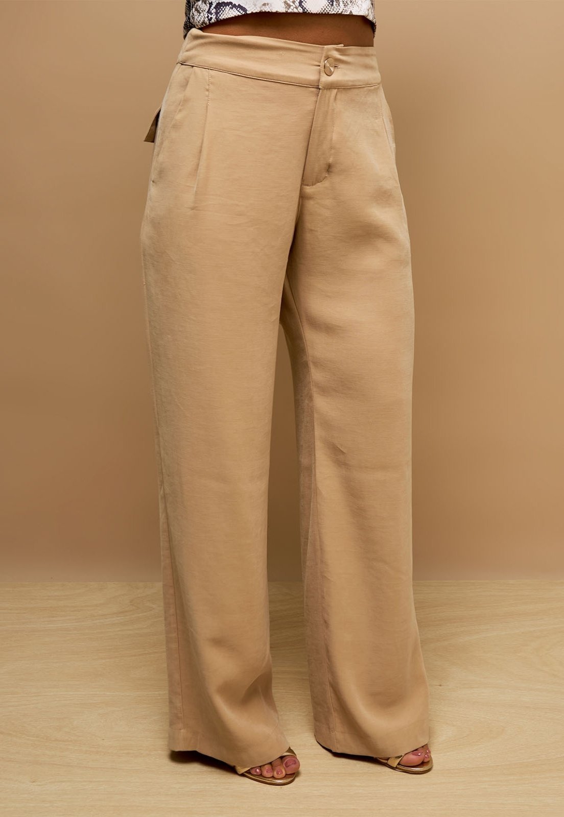 Calça Kímika Cós Alto Bege
