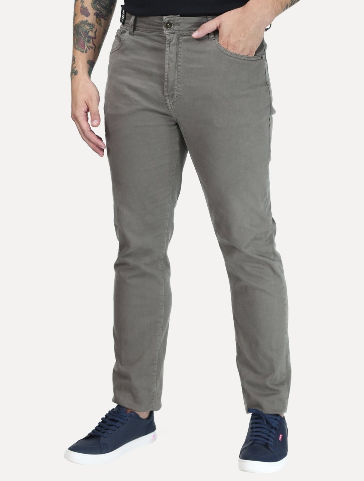 Calça Ellus Masculina Slim Jogging Color Bolso Relógio Cinza Escuro