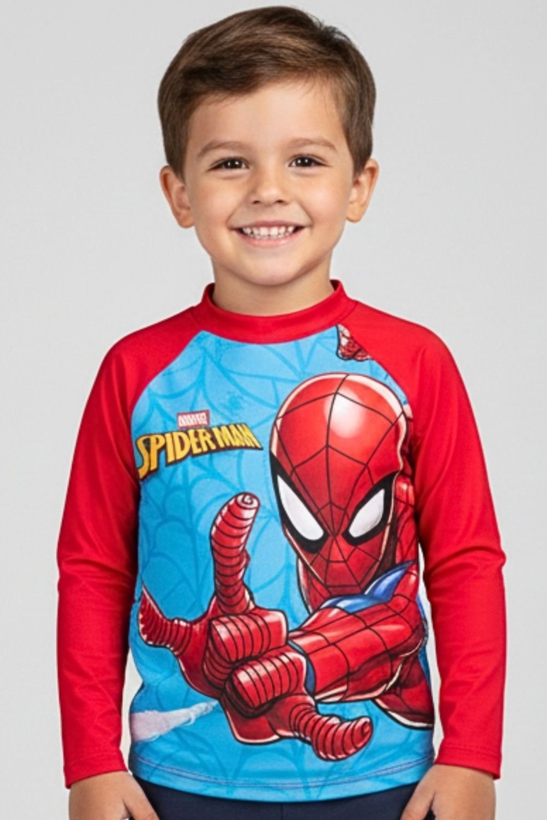 Vista 2 Camiseta Disney Masculina Praia Proteção UV Homem Aranha Marvel vermelho Marvel vermelho