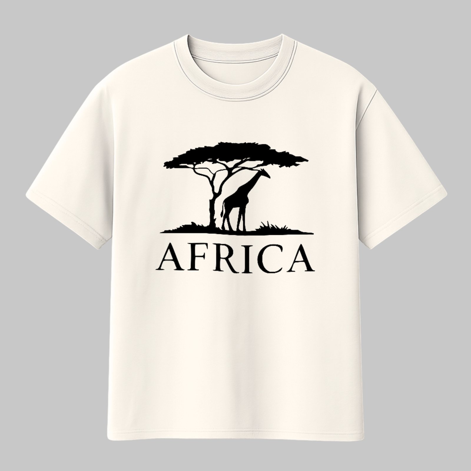 Camiseta Básica Africa Safari Girafa Estilo Minimalista Off White
