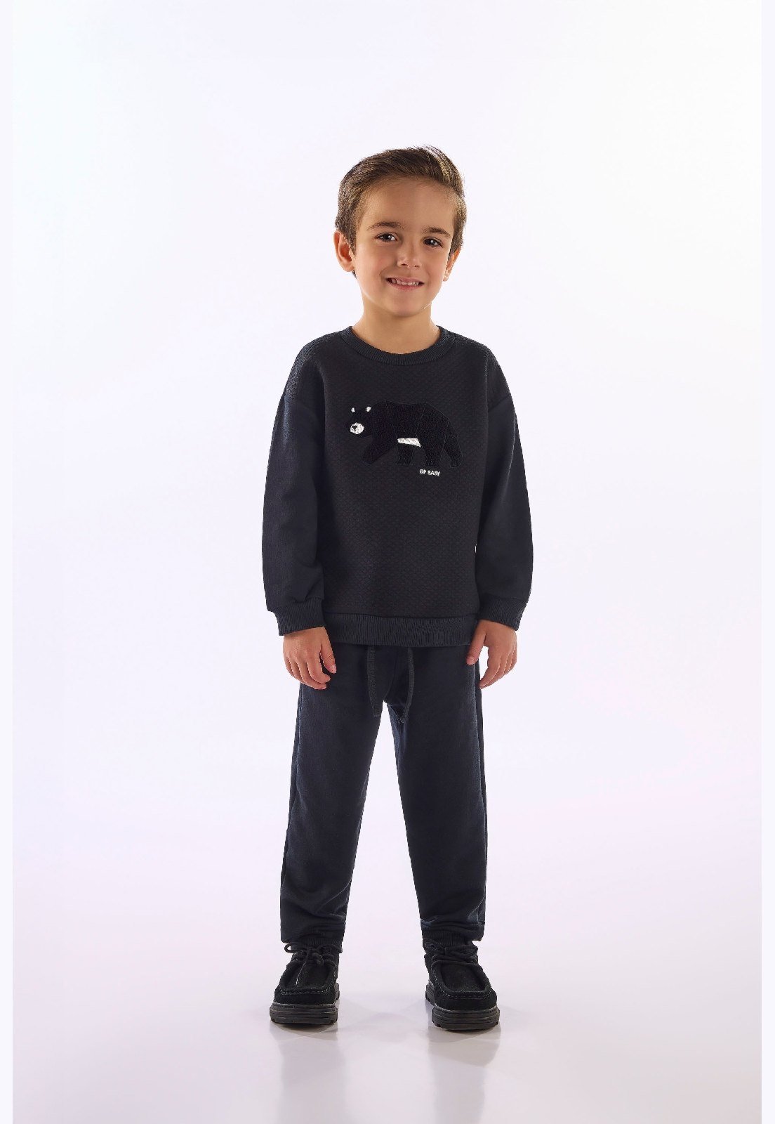 Infantil - Conjunto Urso Moletom Matelassê Up Baby Preto