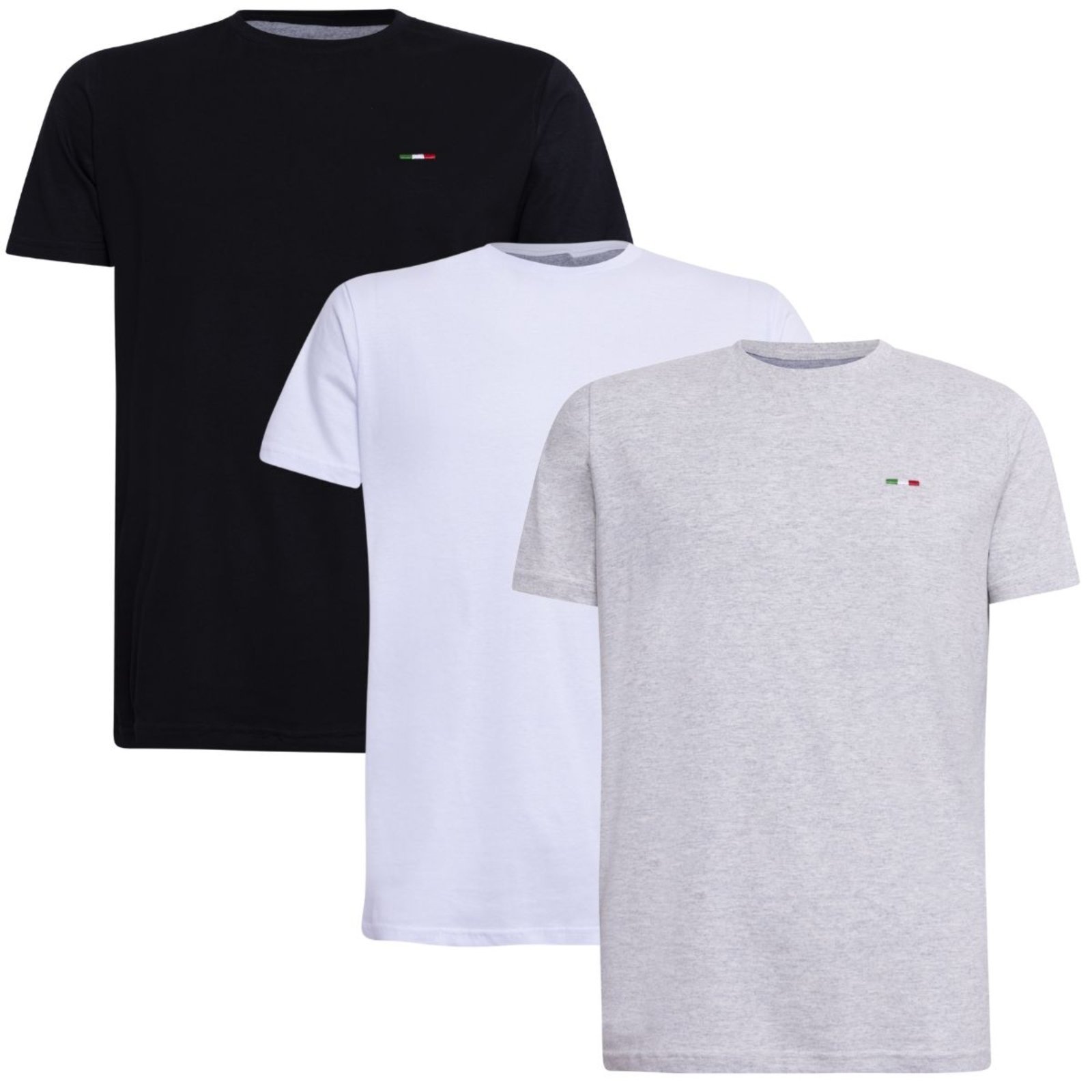 Kit 3 Peças Camisetas Básicas Masculina Industrie em Algodão Premium no Estilo Tommy Bordado Itália