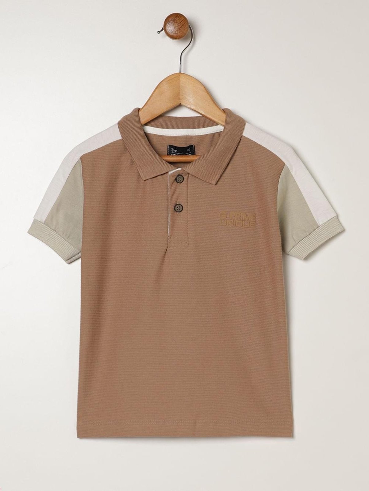 Infantil - Polo Malha Manga Curta Para Menino - BEGE