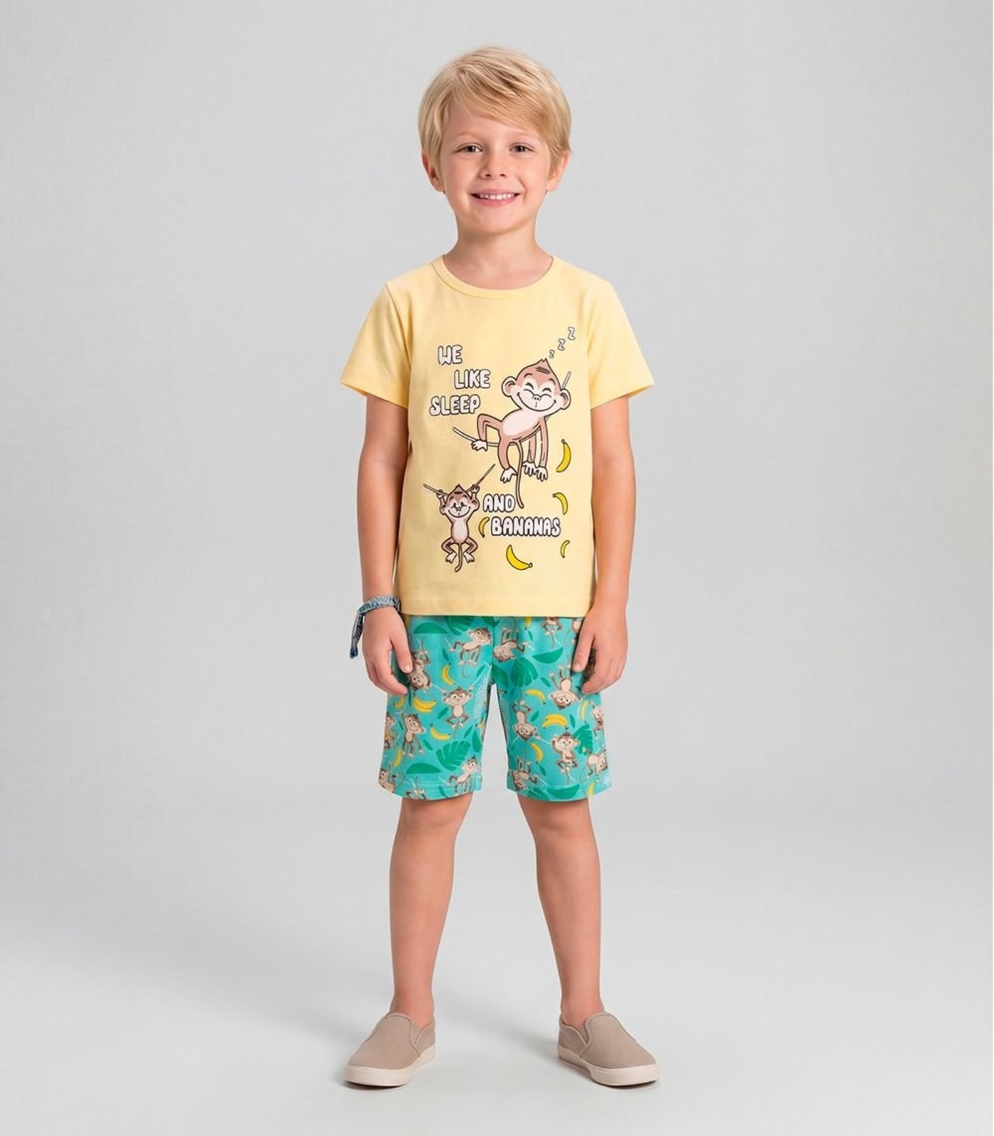 Pijama Masculino Brilha No Escuro Kappes Amarelo