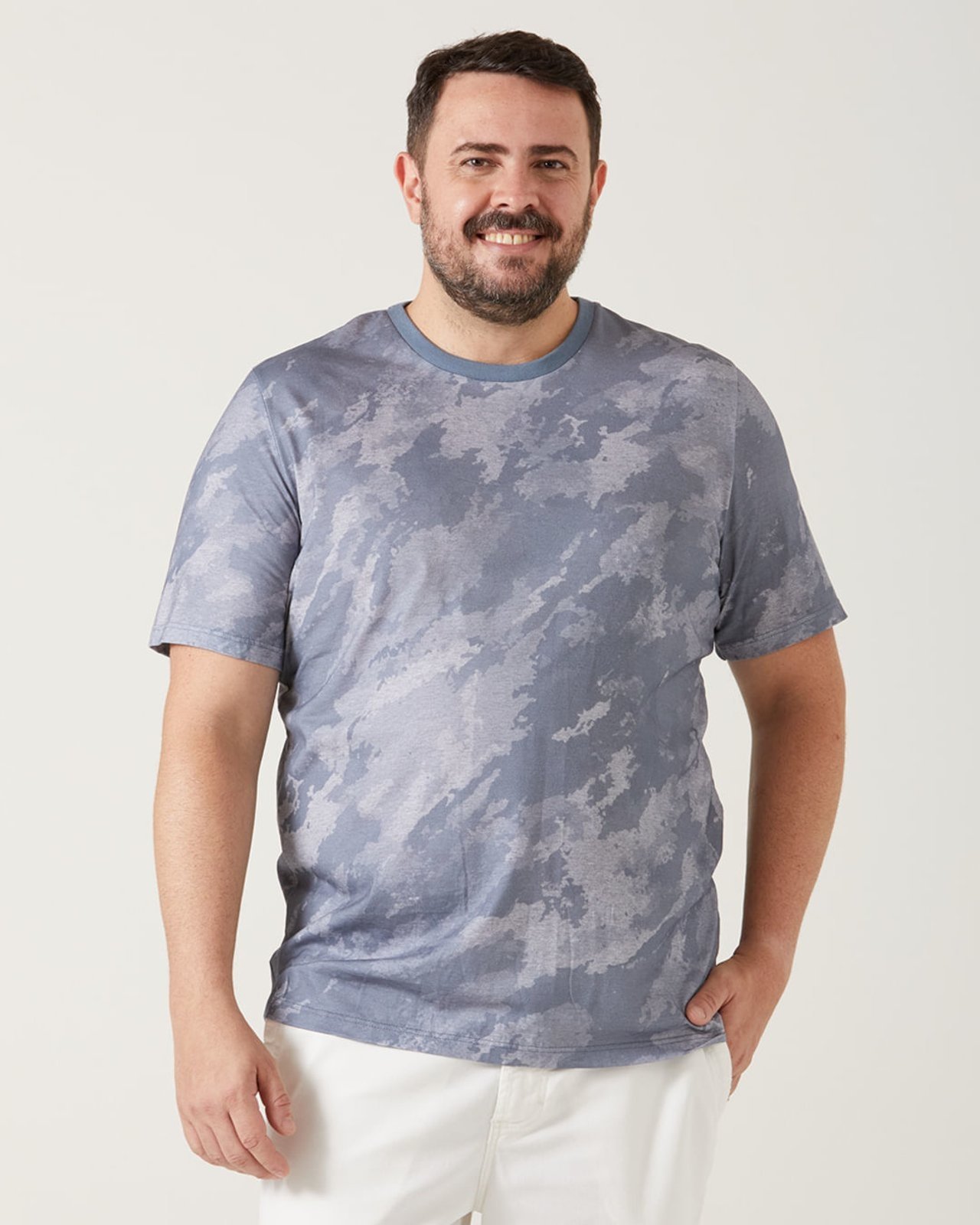 Camiseta Masculina Plus Size Decote Redondo Meia Malha