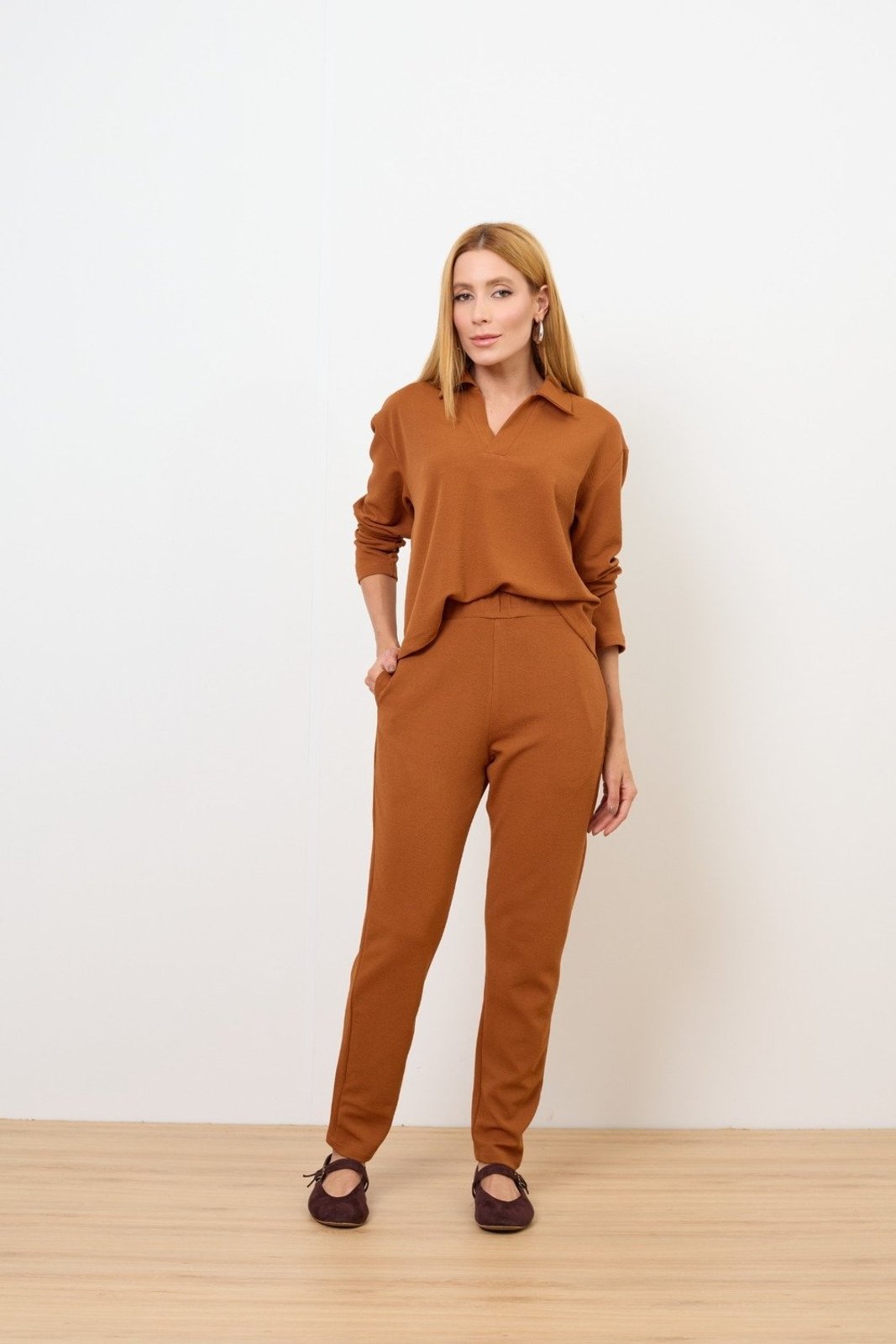Calça Vanibele Malha Caramelo