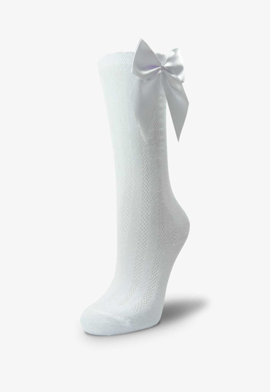 Vista 2 Meia Cano Longo Pópidi Menina Laço Festa branco Pópidí branco