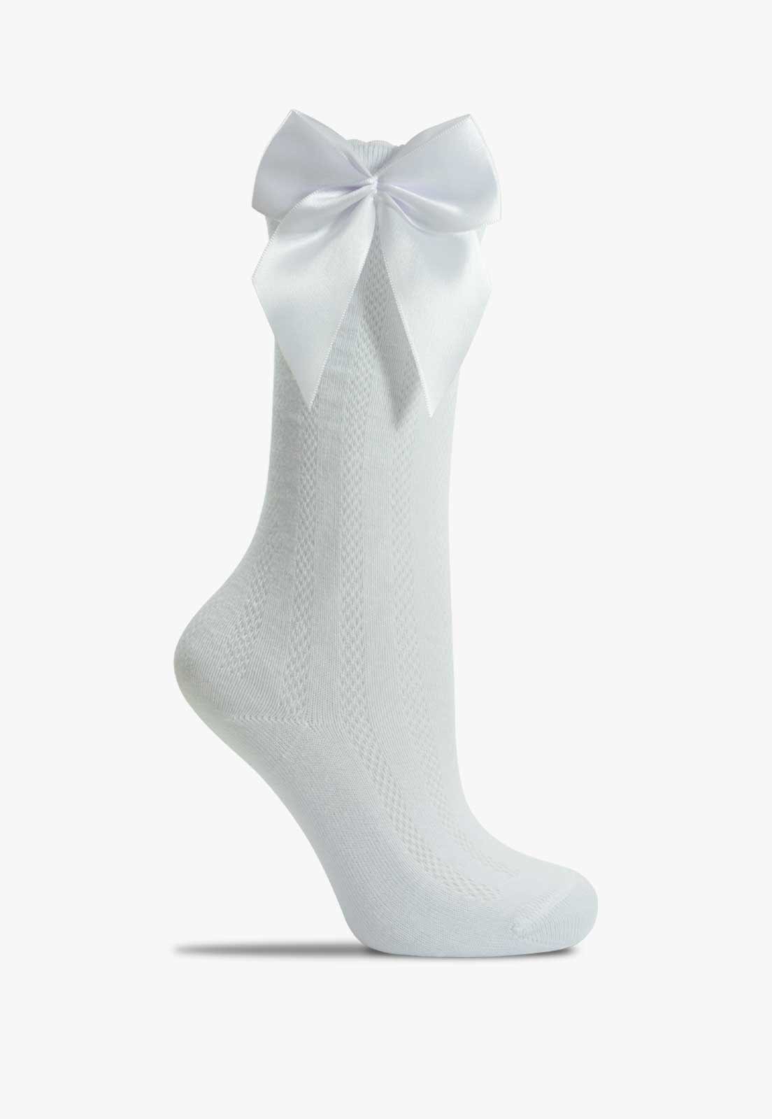 Vista 3 Meia Cano Longo Pópidi Menina Laço Festa branco Pópidí branco