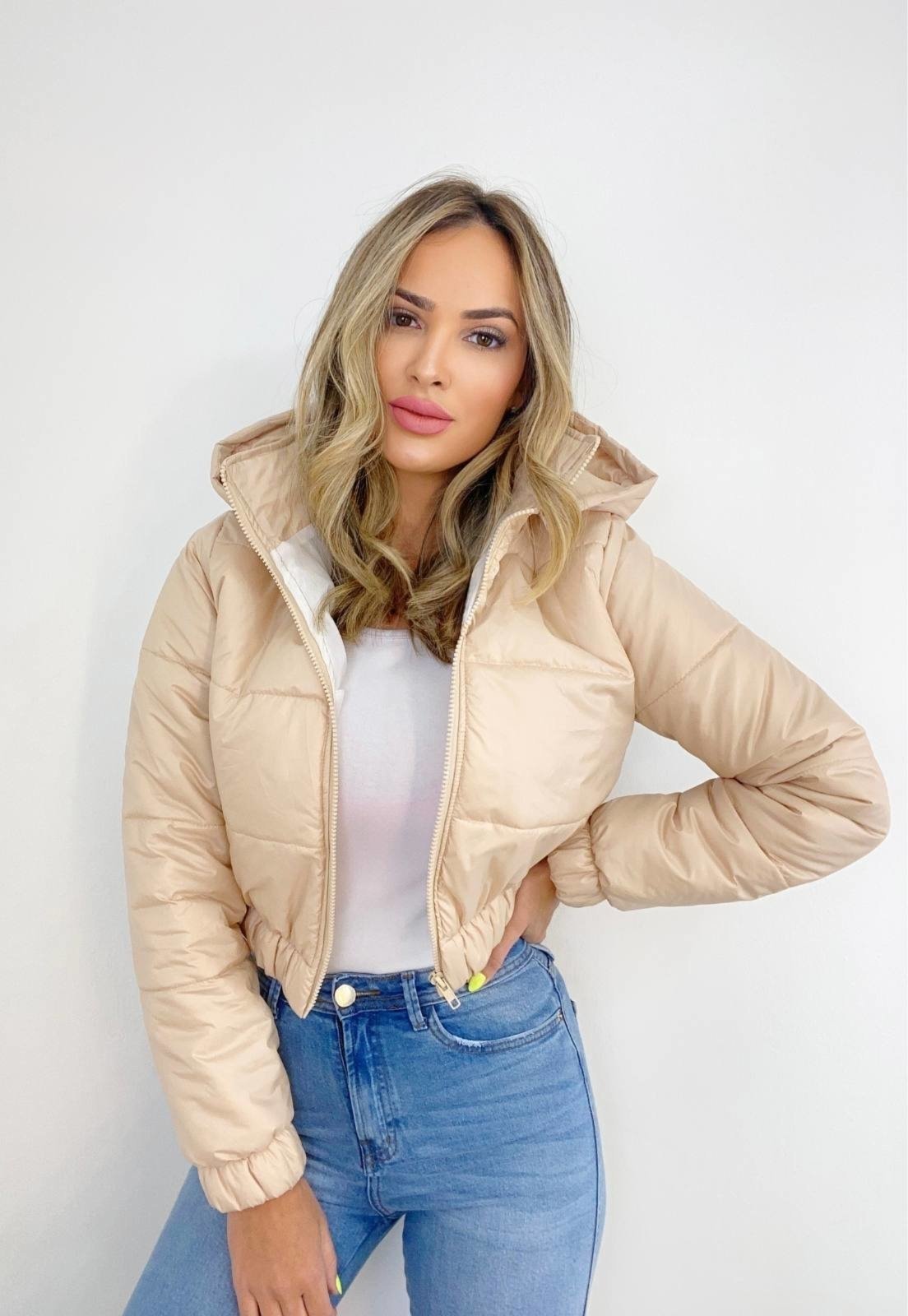 Jaqueta Puffer Curta Nude Reflect