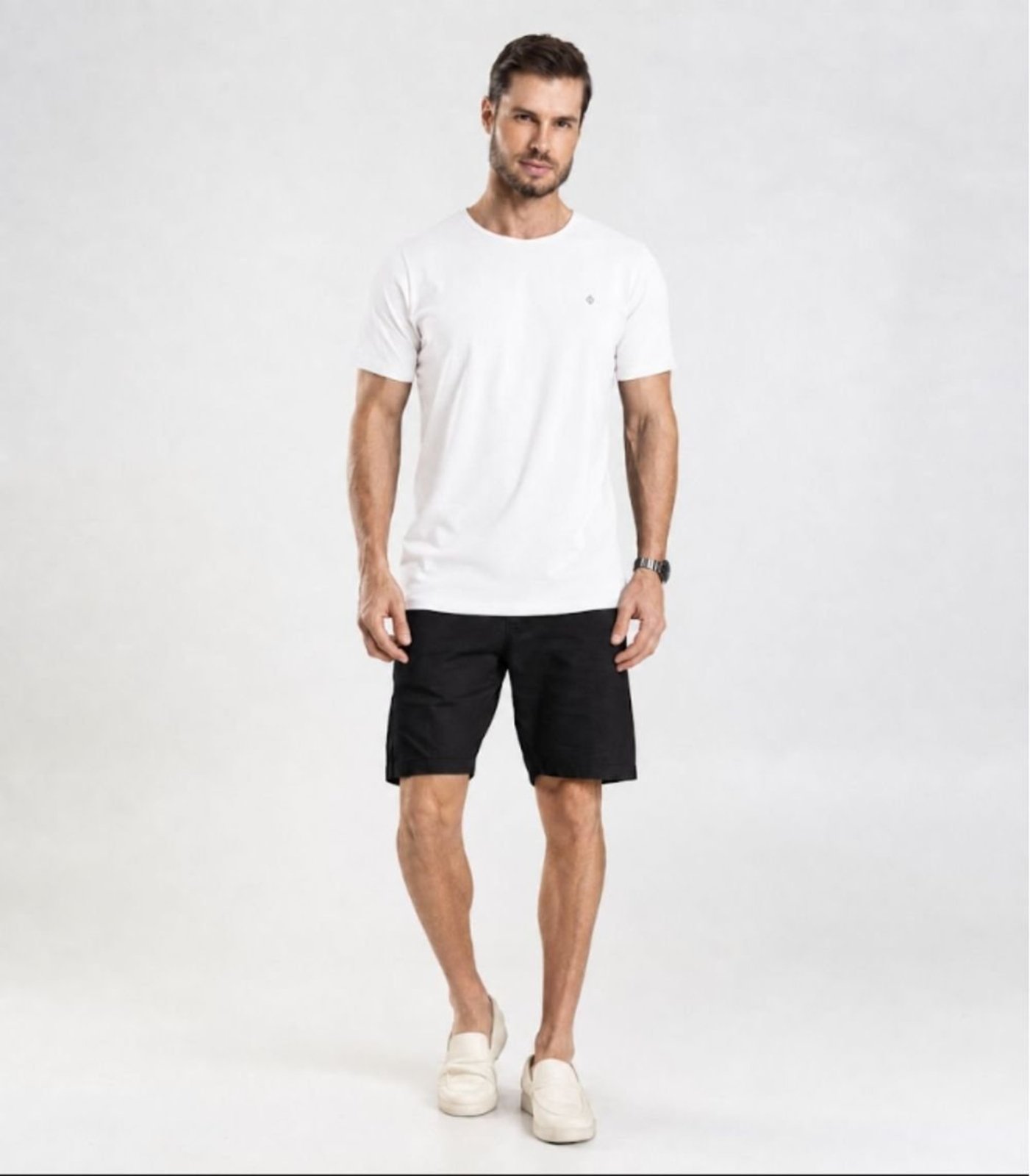 Camiseta Masculina Básica Meia Malha Diametro Branco