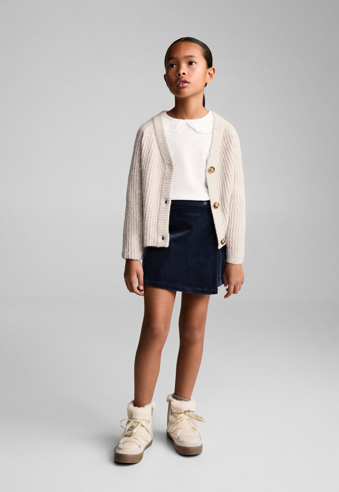 Infantil – Camiseta Manga Longa MANGO Gola Boneca Branca