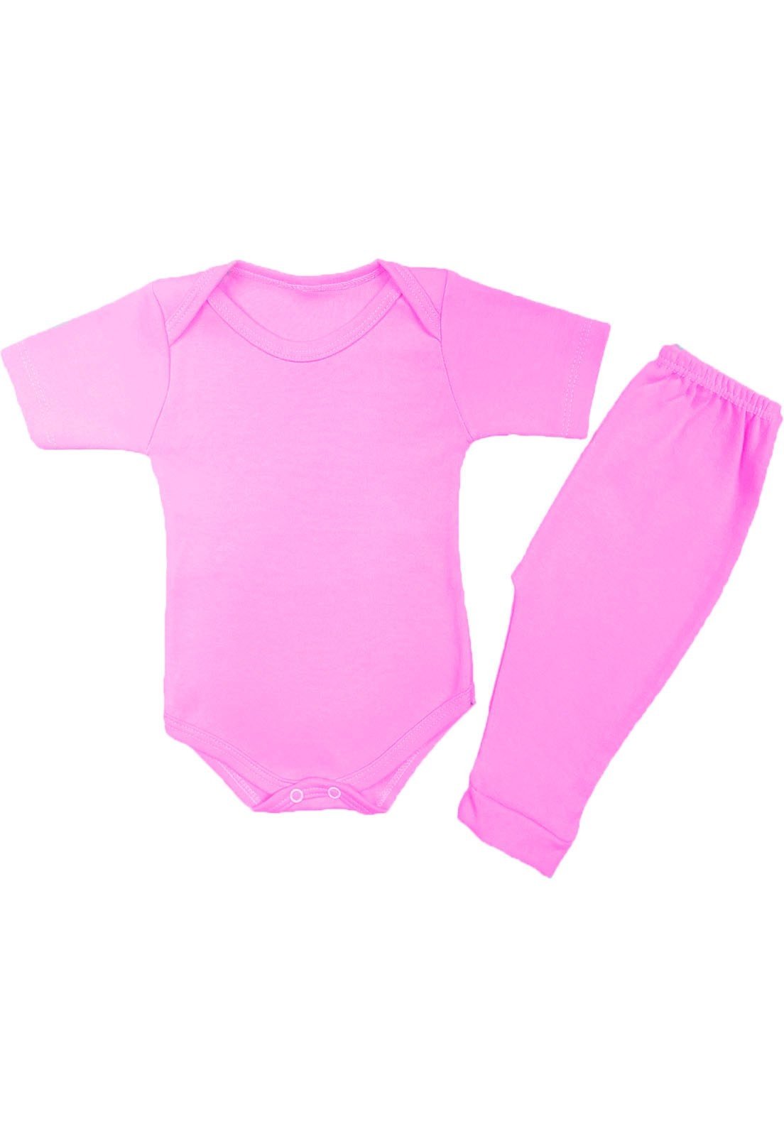 Infantil – Kit Body Manga Curta e Mijão Roupas de Menino e Menina Rosa
