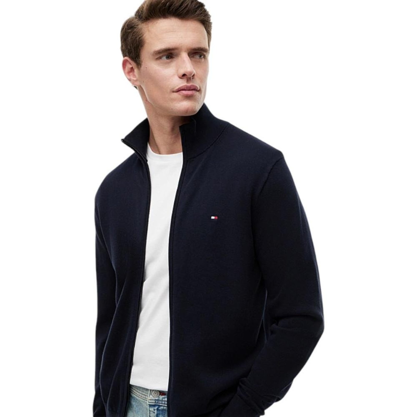 Moletom Tommy Hilfiger Essential Cotton Com Ziper Masculino