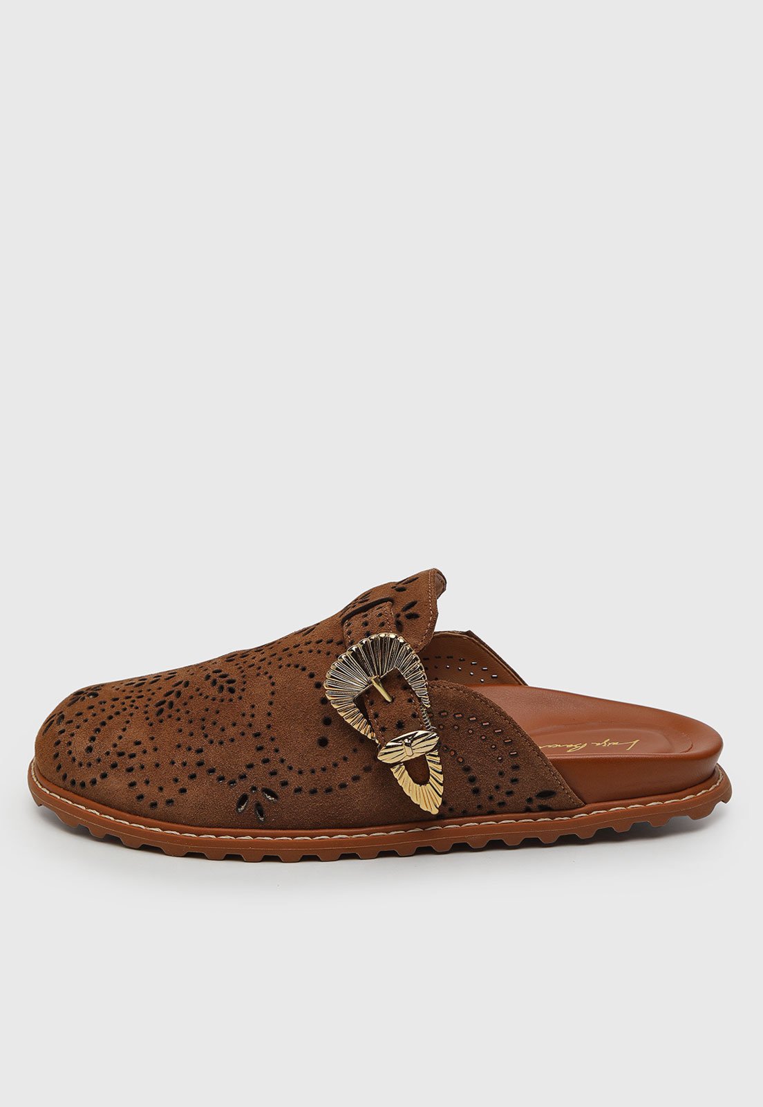 Mule Feminino Luiza Barcelos Detalhe Metálico Marrom