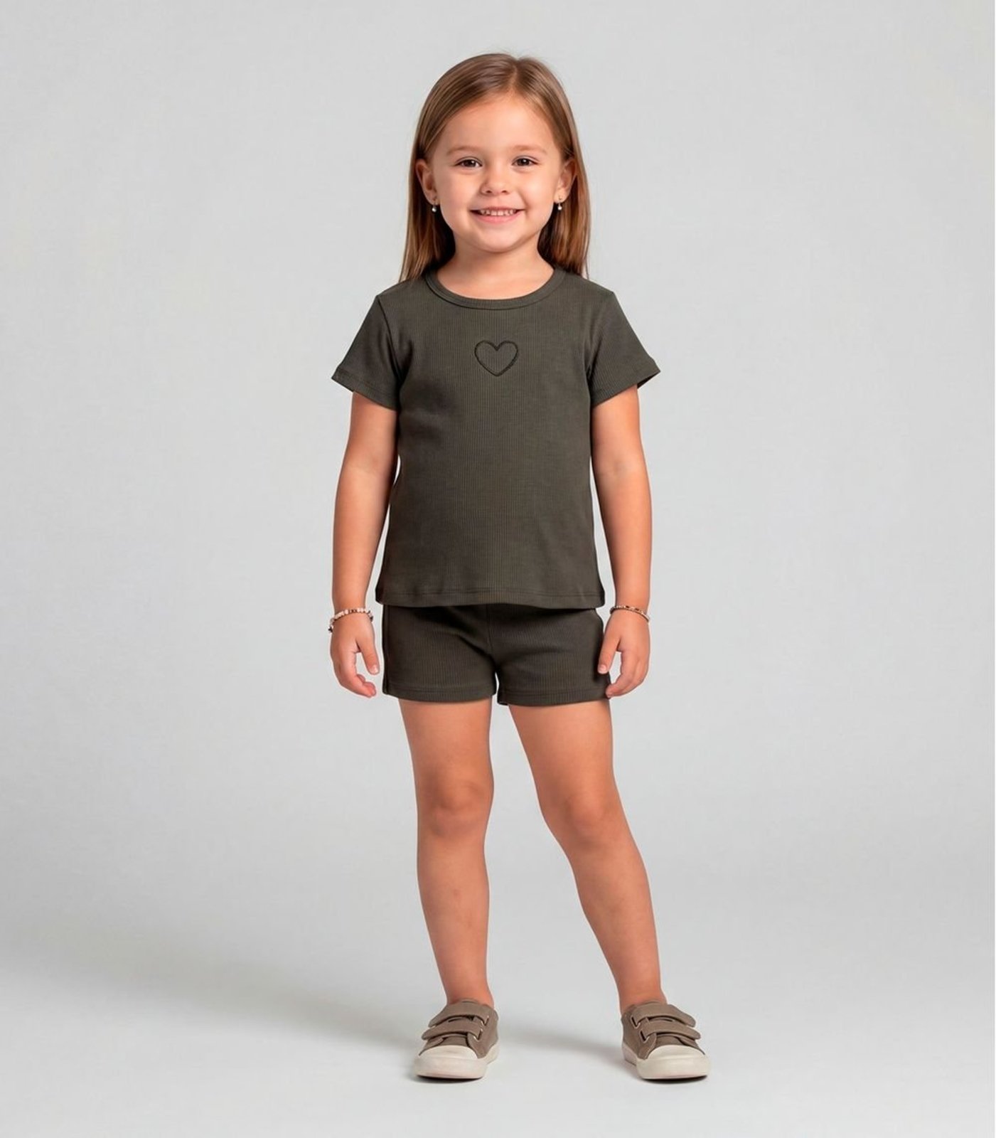 Vista 2 Infantil - Conjunto Feminino Blusa e Short Select bege Select bege