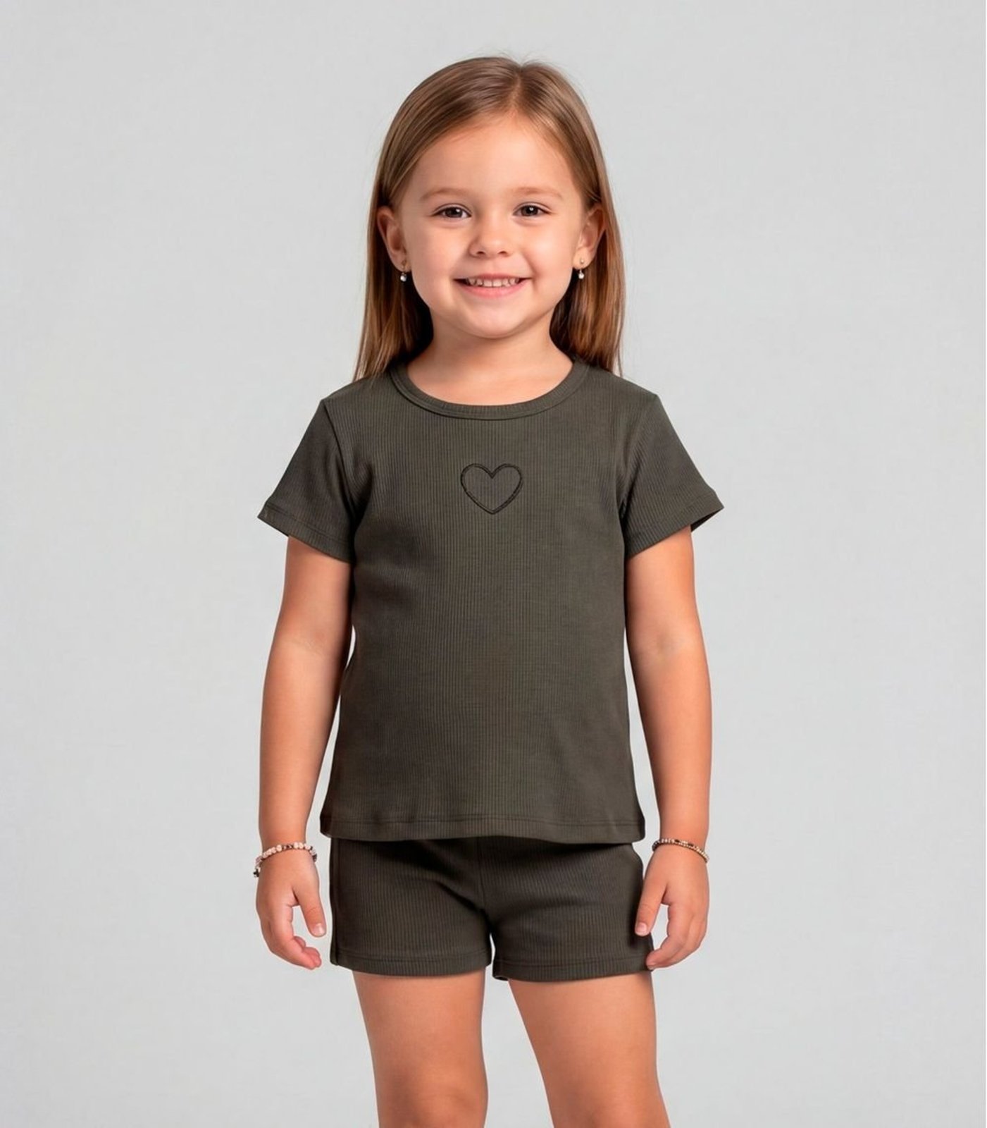 Vista 3 Infantil - Conjunto Feminino Blusa e Short Select bege Select bege