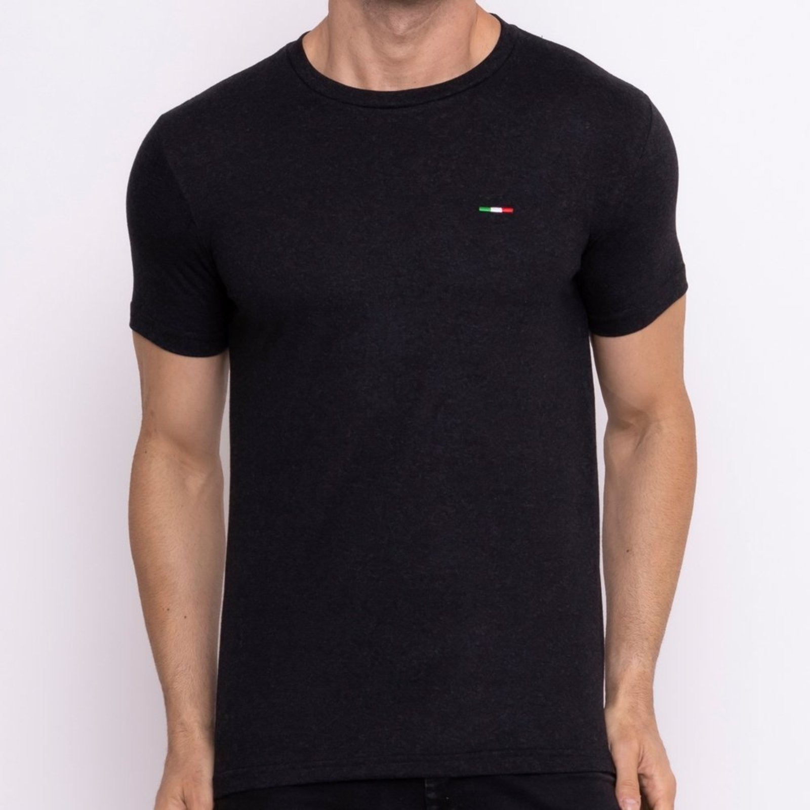 Camiseta Masculina Básica Vih Triny com Bordado Itália Algodão Premium Preto