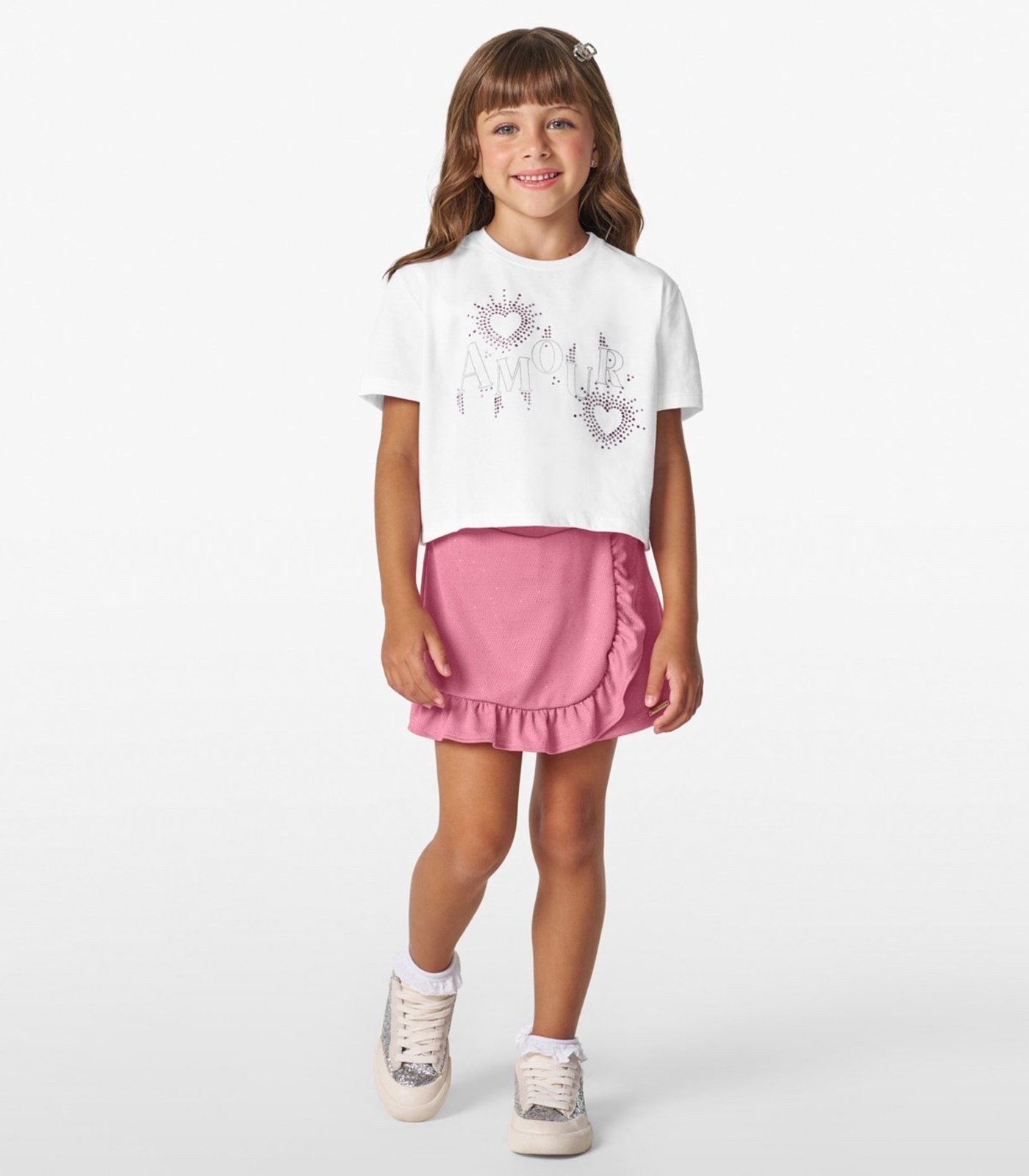 Infantil - Conjunto Feminino Blusa com Shorts Saia Trick Nick Branco