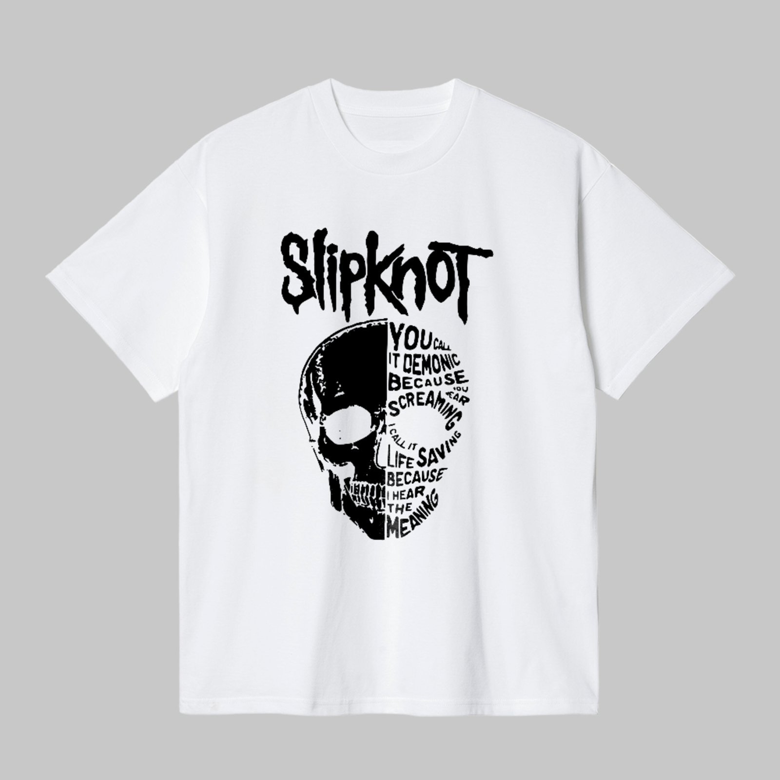 Camiseta Básica Slipknot Heavy Metal Skull Style Unissex Branco