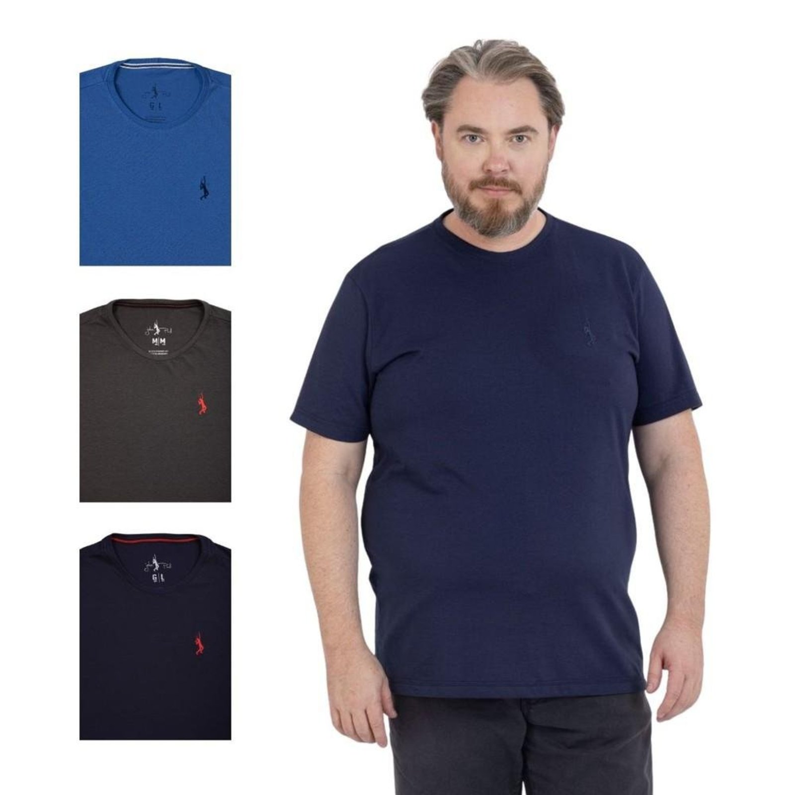 Kit 4 Camiseta Plus Size Básica Casual Masculina Confortável