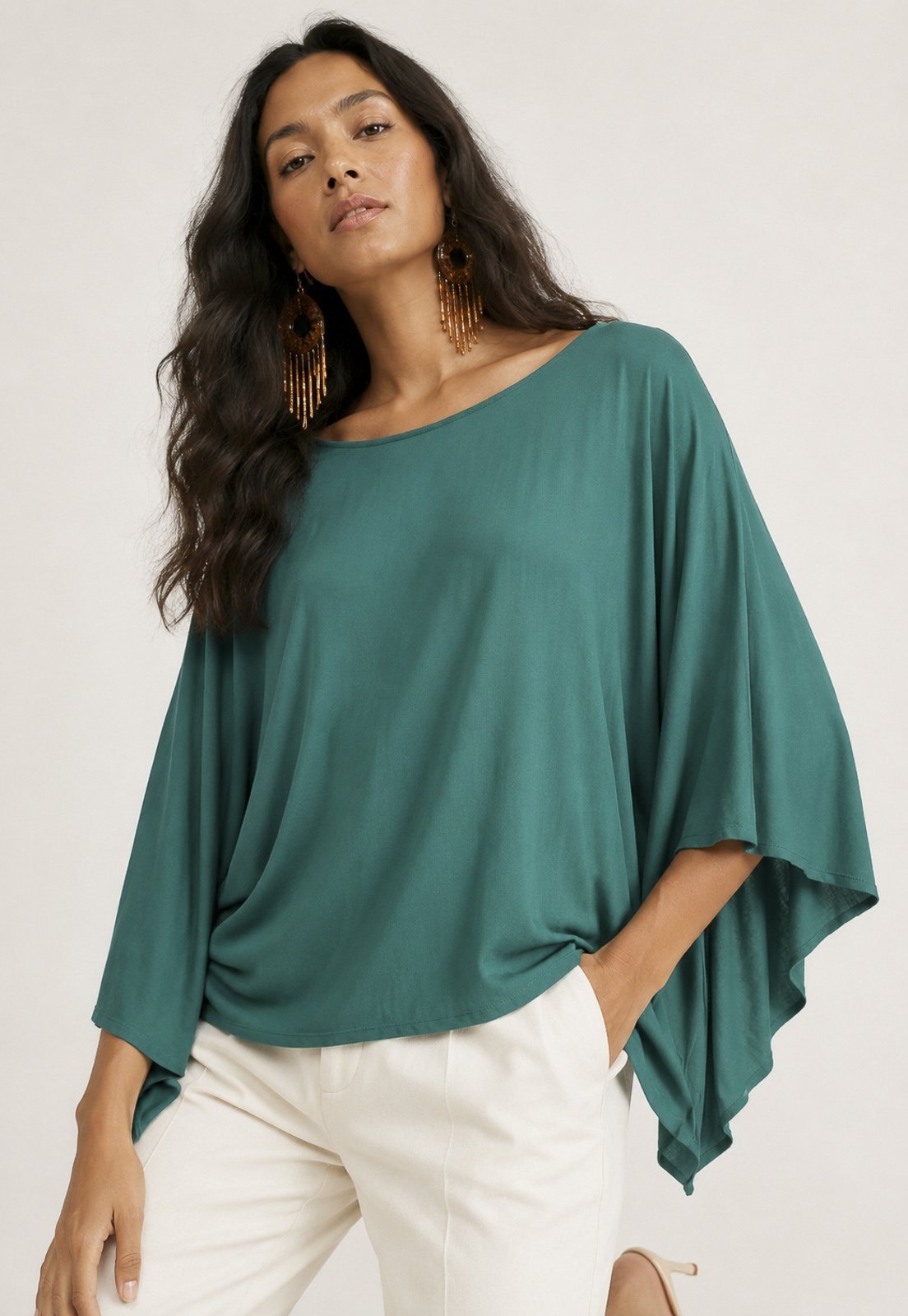 Blusa Amazonia Vital Poncho Baguari Ampla Verde