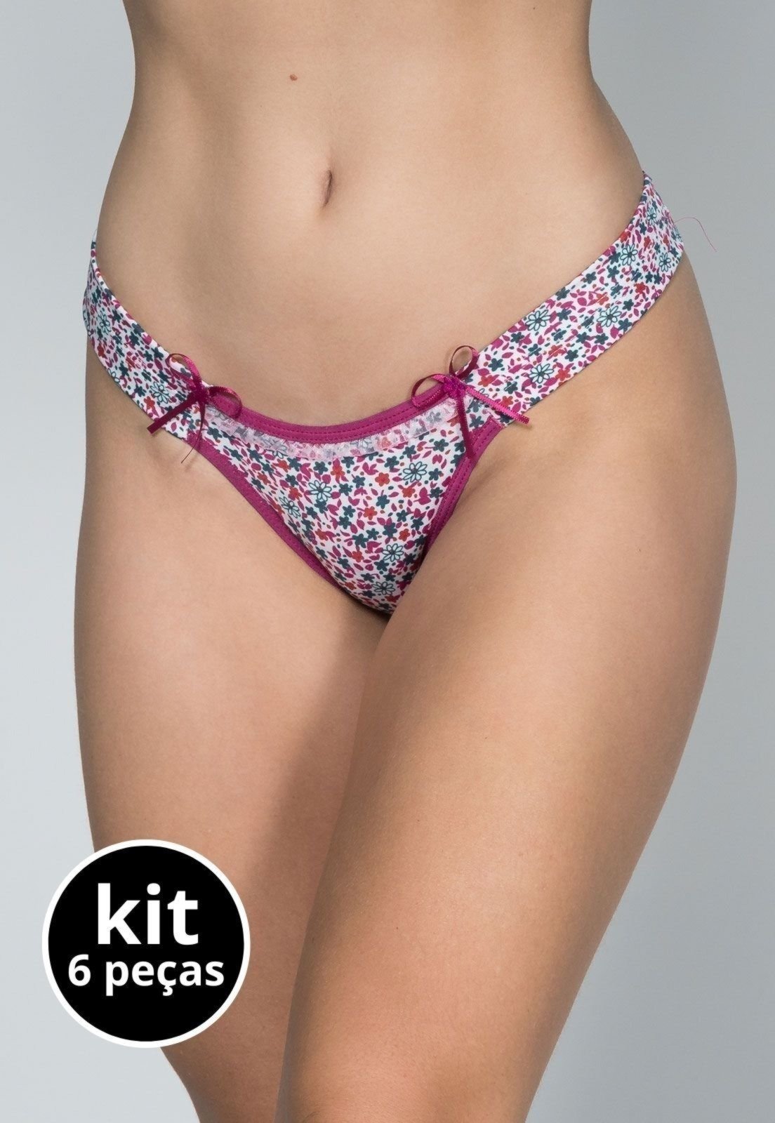Kit 6 Calcinhas Tanga Juliana Bella Fiore Modas Multicolorida