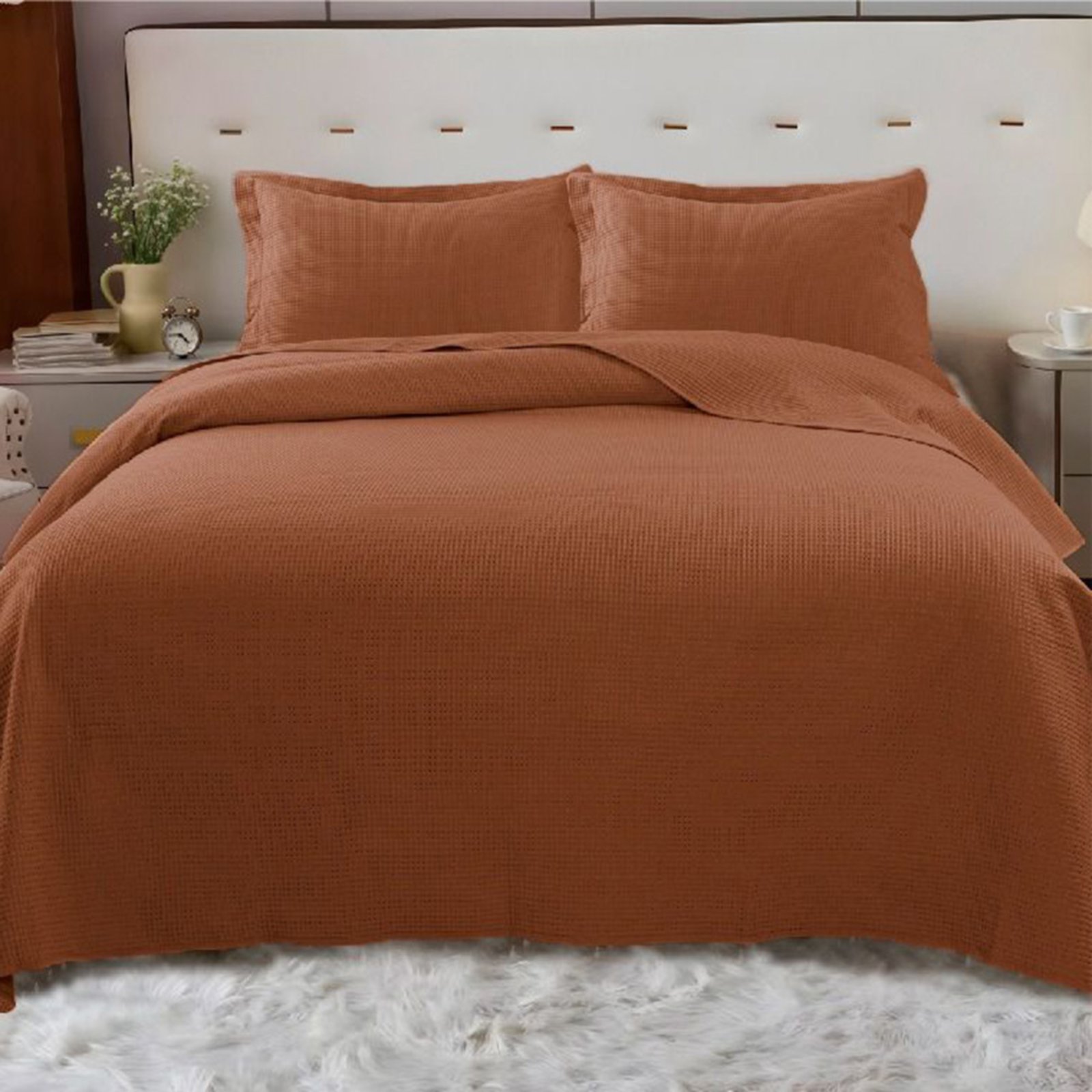 Cobre Leito Colcha Sublyme Queen 3 Peças - Terracota - 100% Poliéster