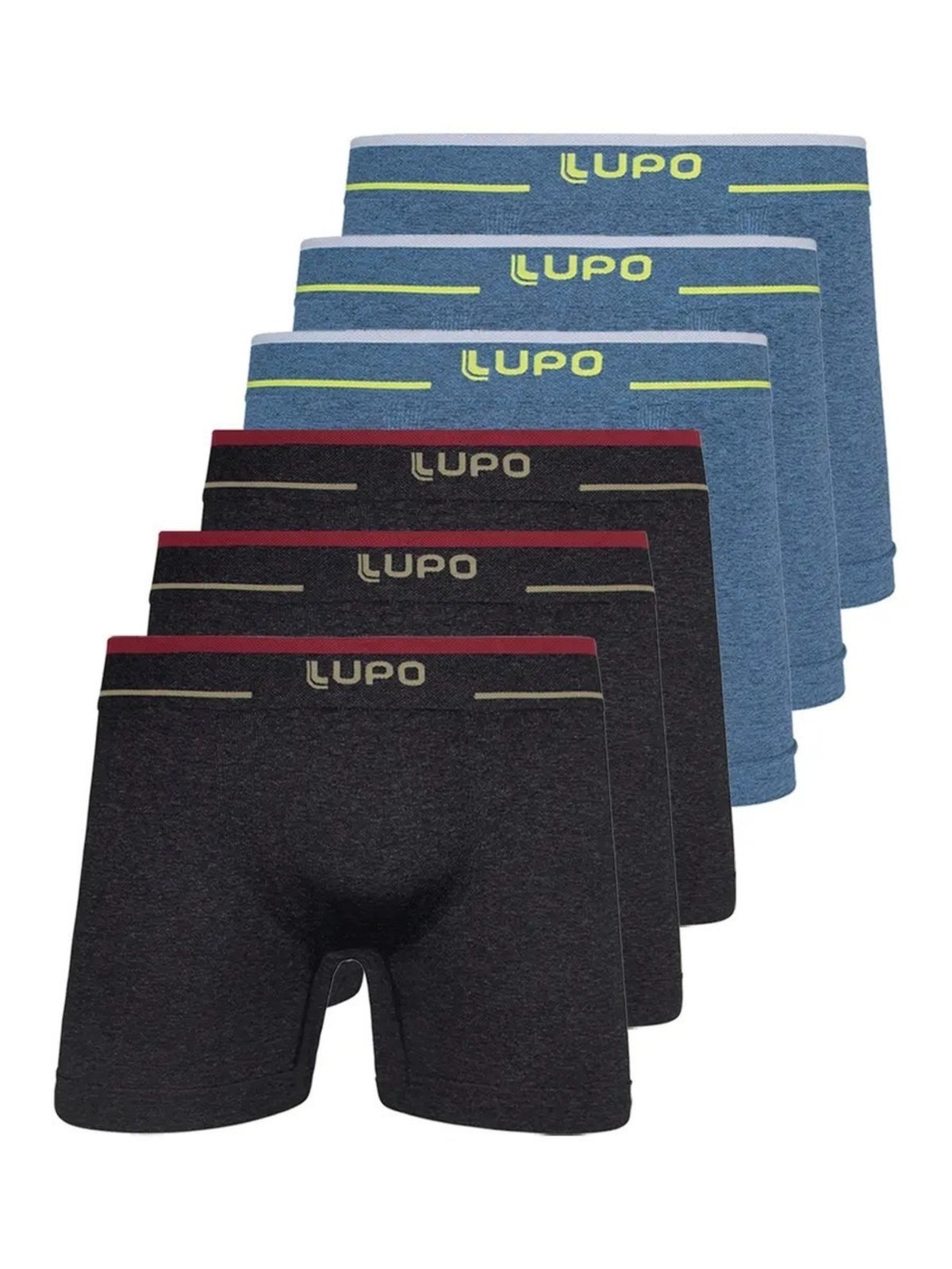 Kit com 6 Cuecas Boxer Lupo 17800-001 Plus Size Azul