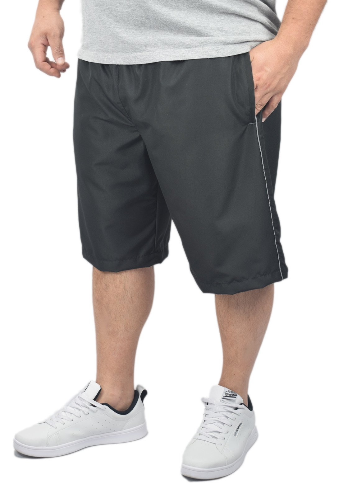 Bermuda Plus Size Tactel Com Elastano G6 Extra Grande Preto