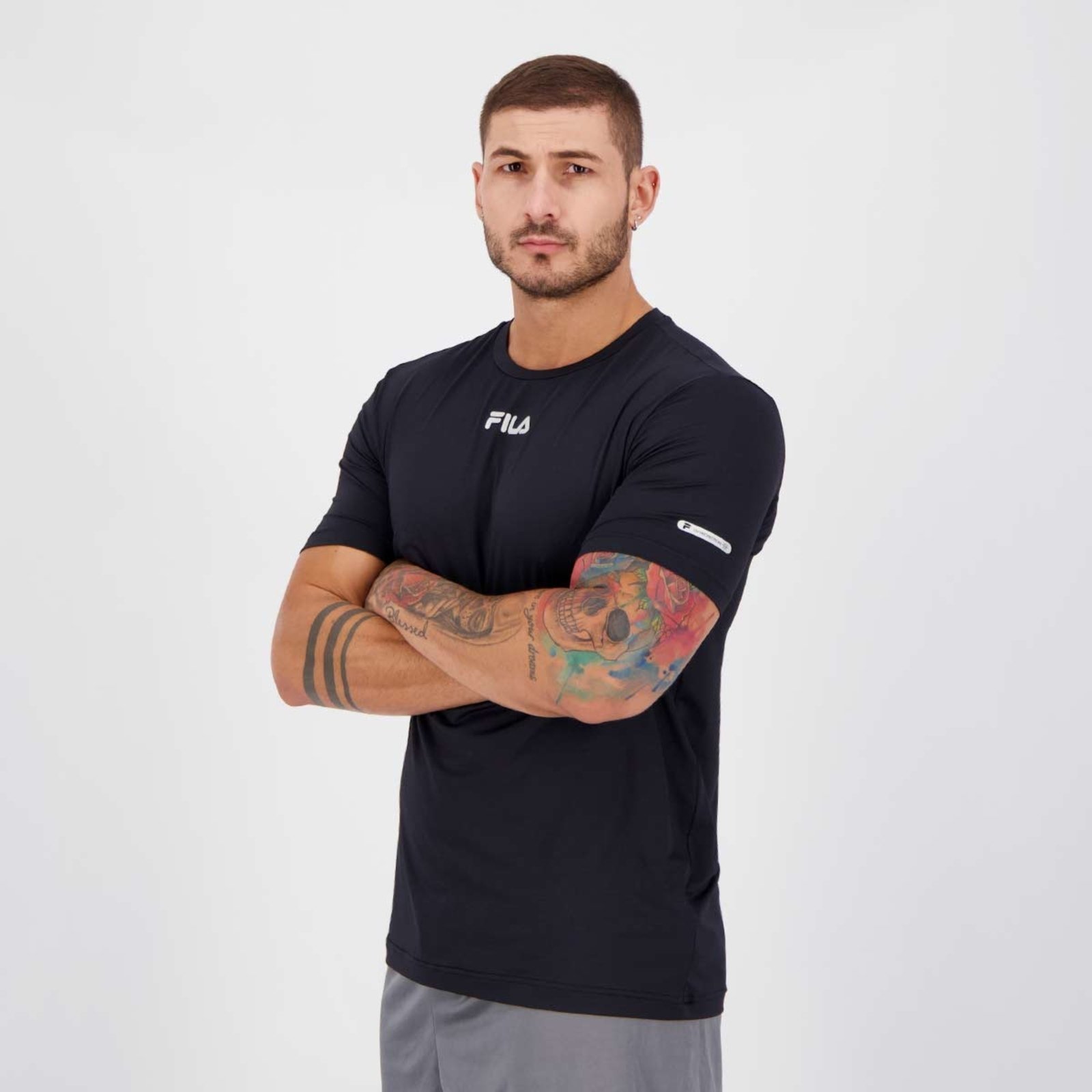 Vista 3 Camiseta Fila Sun Protect Breezy Preta preto preto