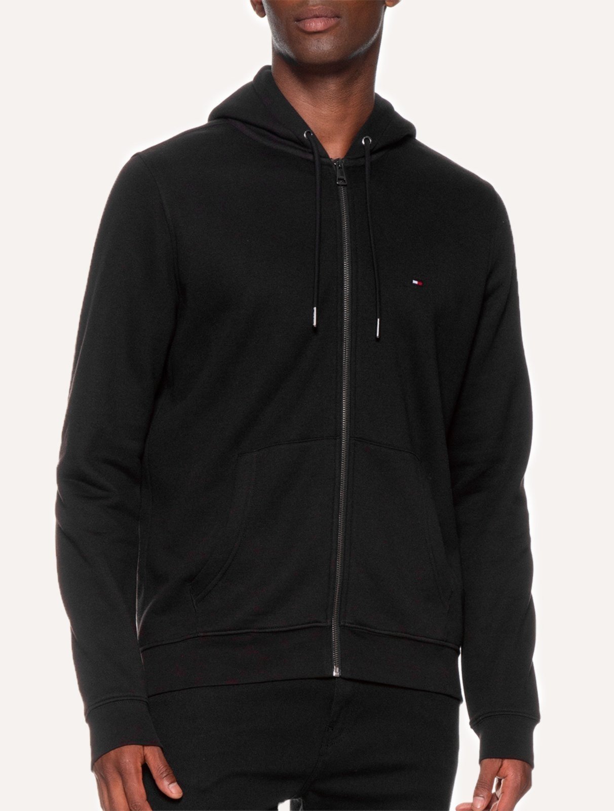 Moletom Tommy Hilfiger Masculino Flag Logo Zip-Through Hoody Preto