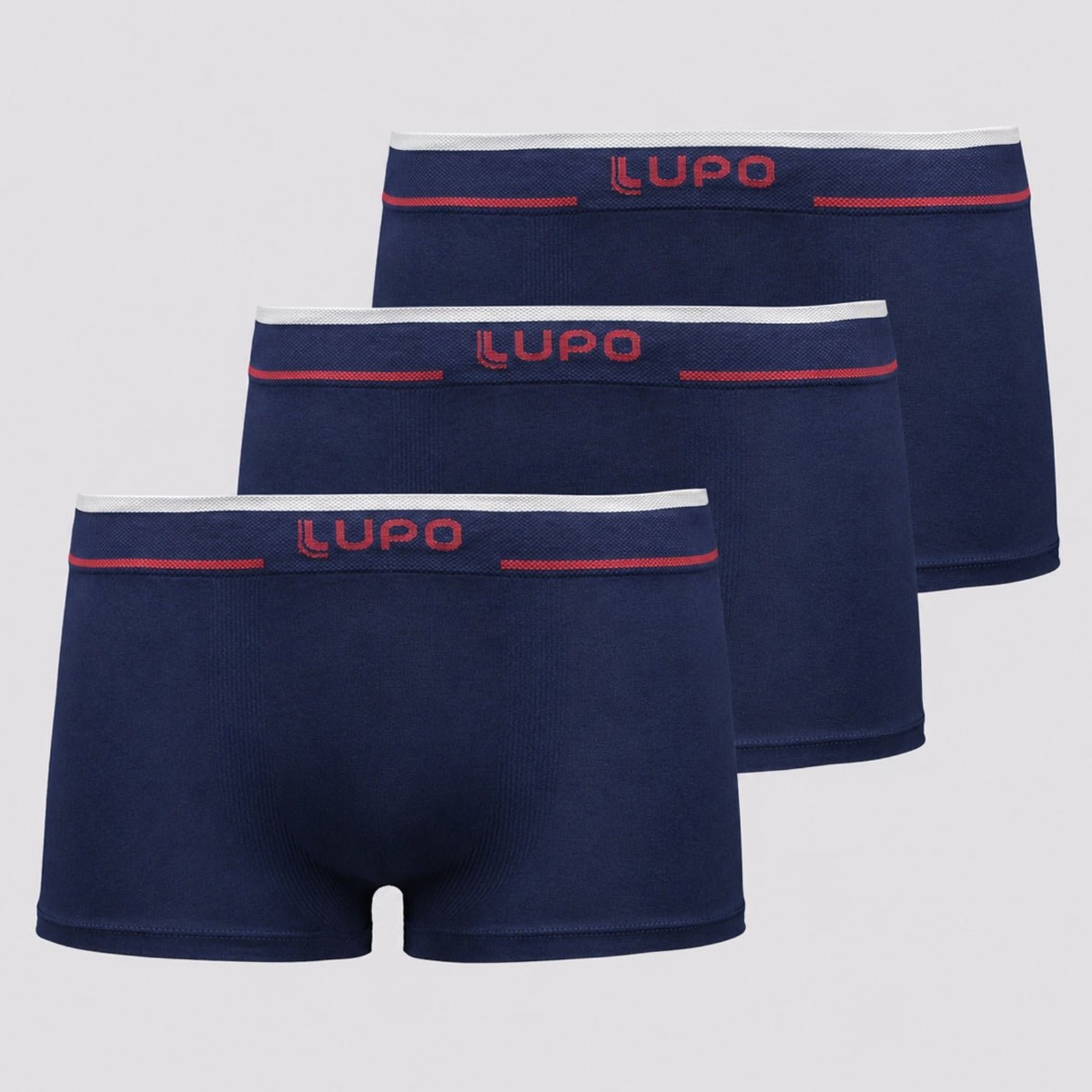 Kit 3 Cuecas Lupo Sunga Sem Costura Marinho