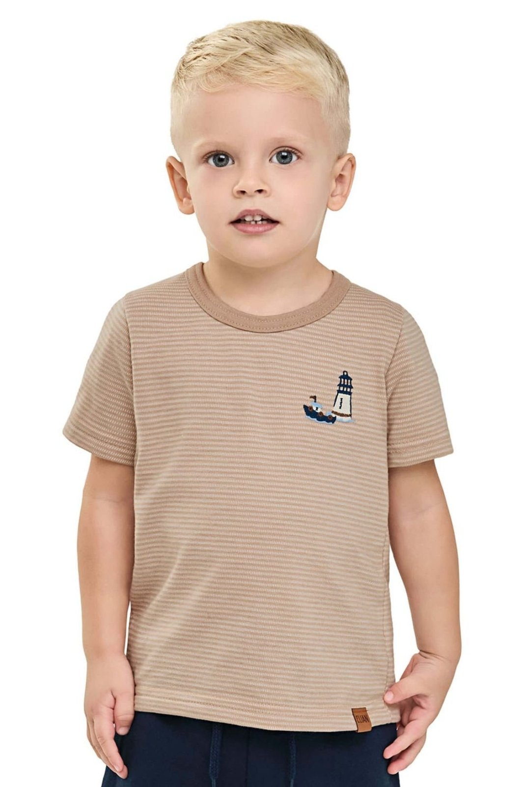 Vista 2 Infantil - Camiseta Menino Navy Listrada Elian Marrom marrom navy Elian marrom navy